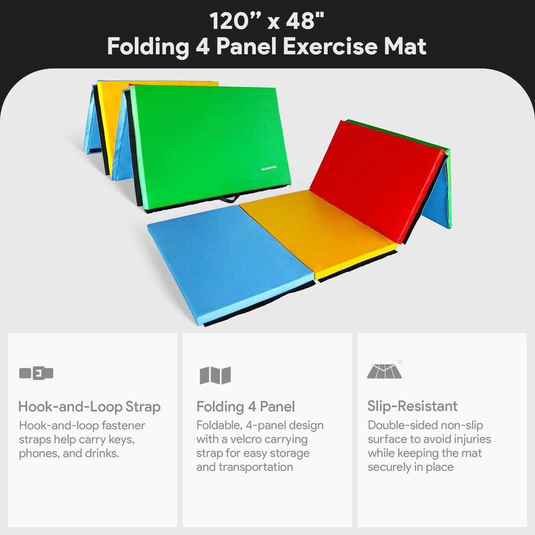 BalanceFrom Fitness 120 x 48" Folding Gymnastics Exercise Mat, Multi (2 Pack) - VMInnovations