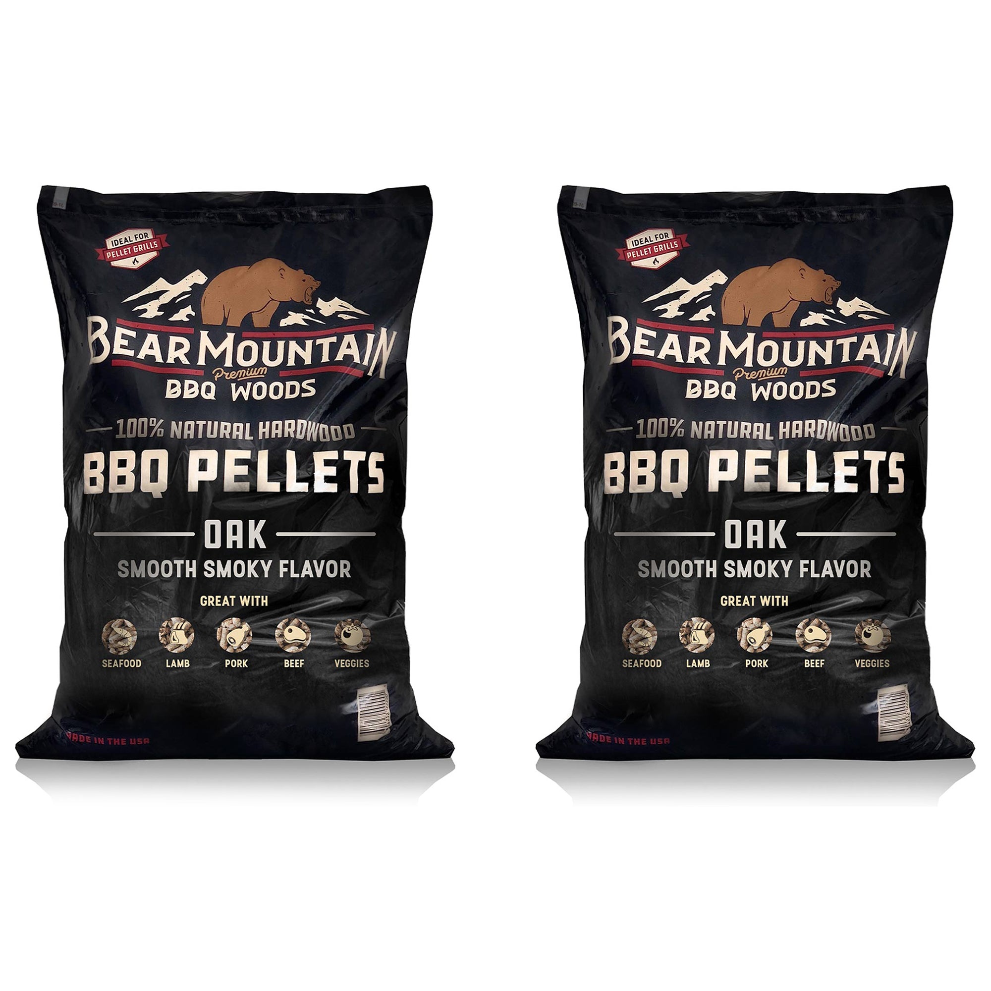 Bear Mountain BBQ All Natural Oak Hardwood Smoker Pellets, 40 Pounds (2 Pack) - VMInnovations