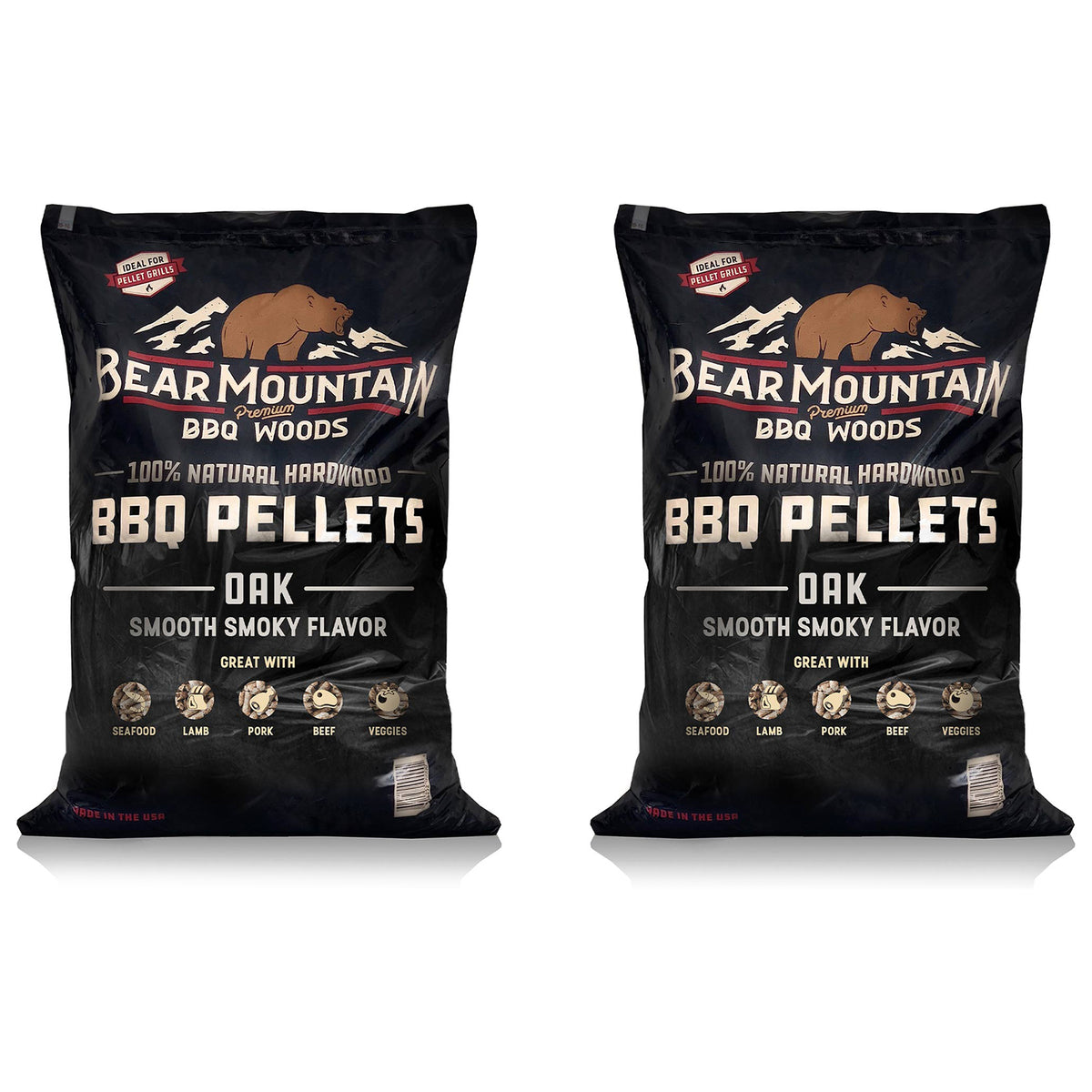 Bear Mountain BBQ All Natural Hardwood Oak BBQ Smoker Pellets, 20 lbs (2 Pack)