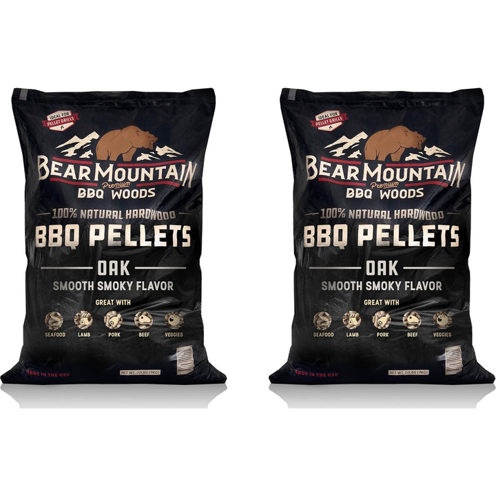 Bear Mountain BBQ All Natural Oak Hardwood Smoker Pellets, 40 Pounds (2 Pack) - VMInnovations