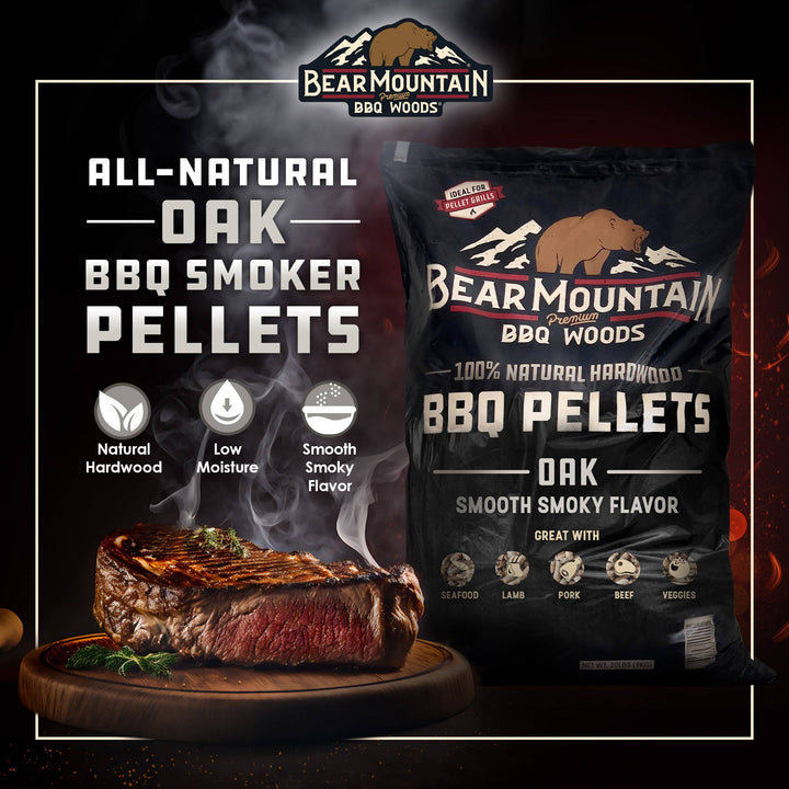 Bear Mountain BBQ All Natural Oak Hardwood Smoker Pellets, 40 Pounds (2 Pack) - VMInnovations