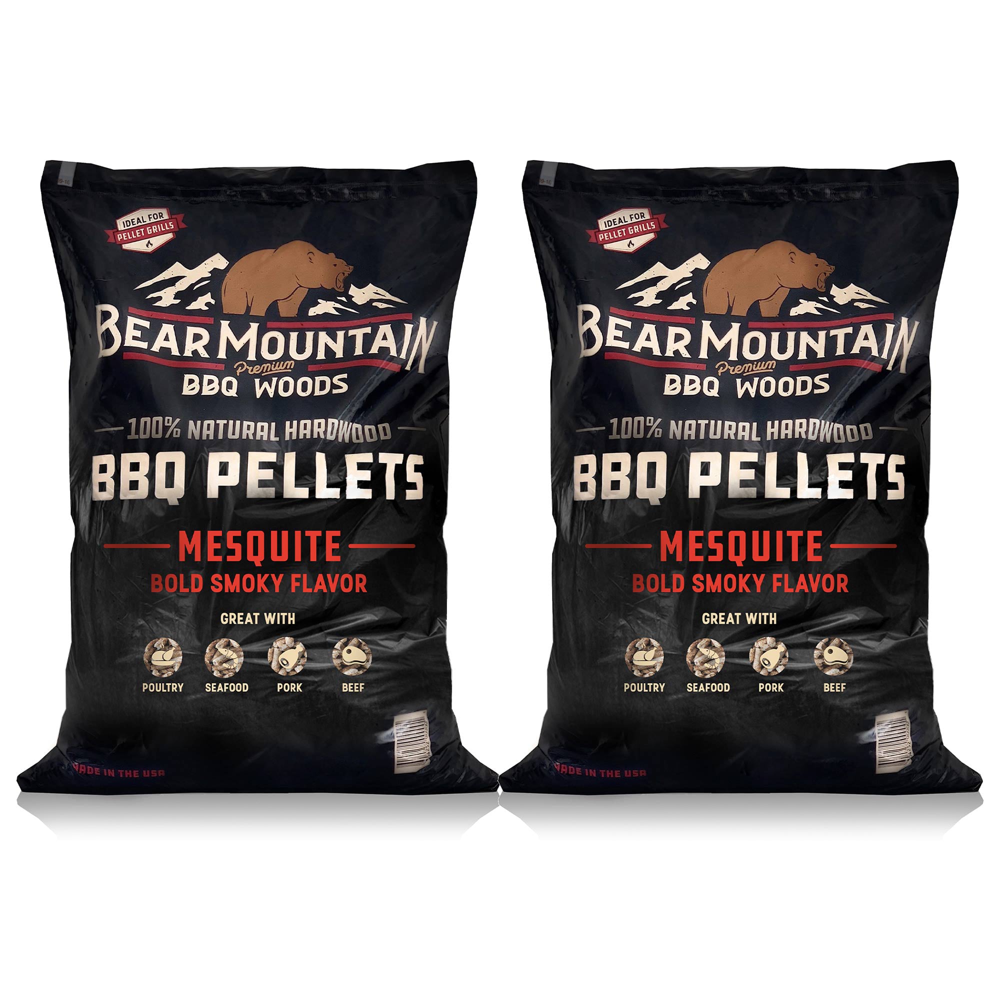 Bear Mountain BBQ All Natural Wood Mesquite Smoker Pellets, 40 Pounds (2 Pack) - VMInnovations