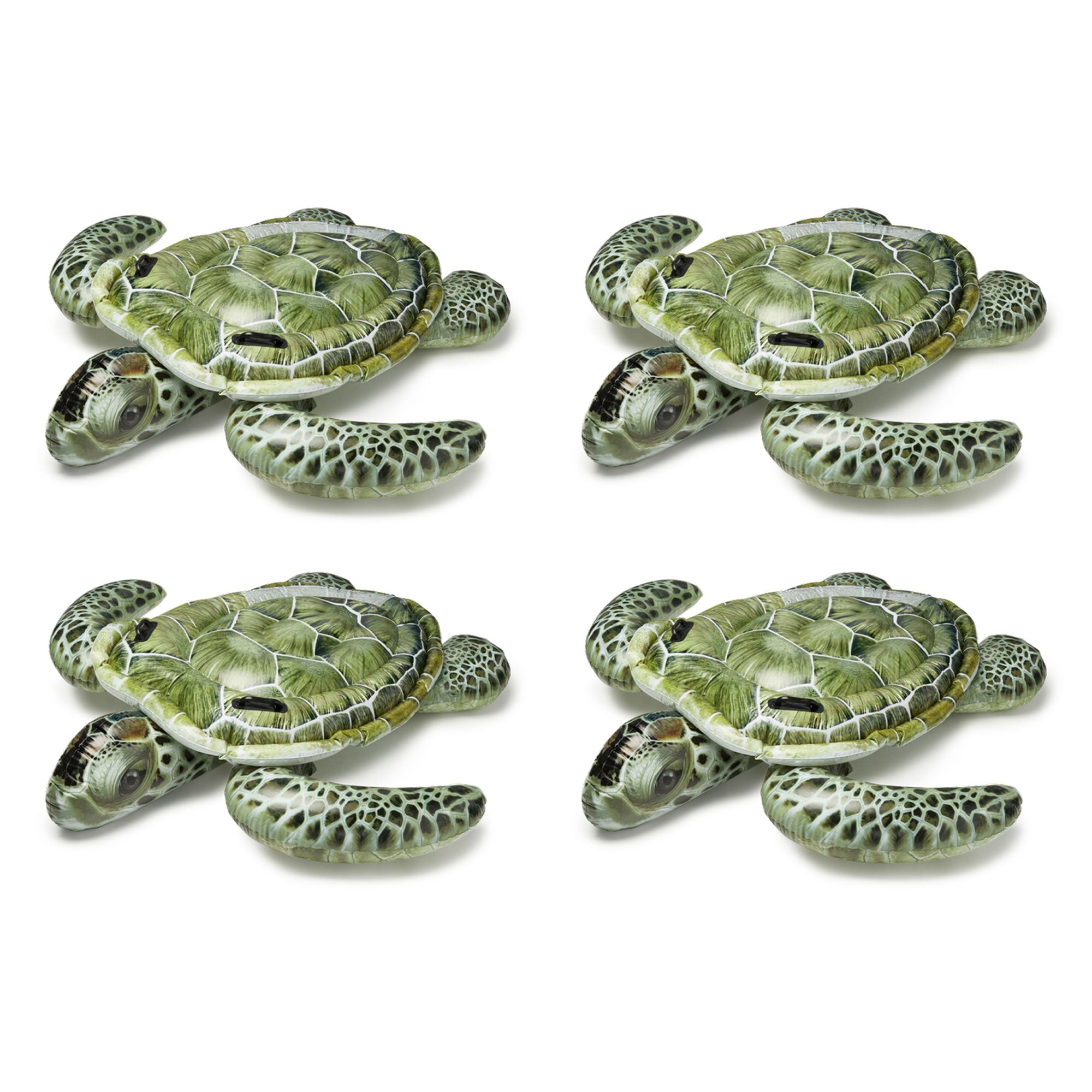 Intex Realistic Sea Turtle Inflatable Ride On Pool Float with Handles (4 Pack) - VMInnovations