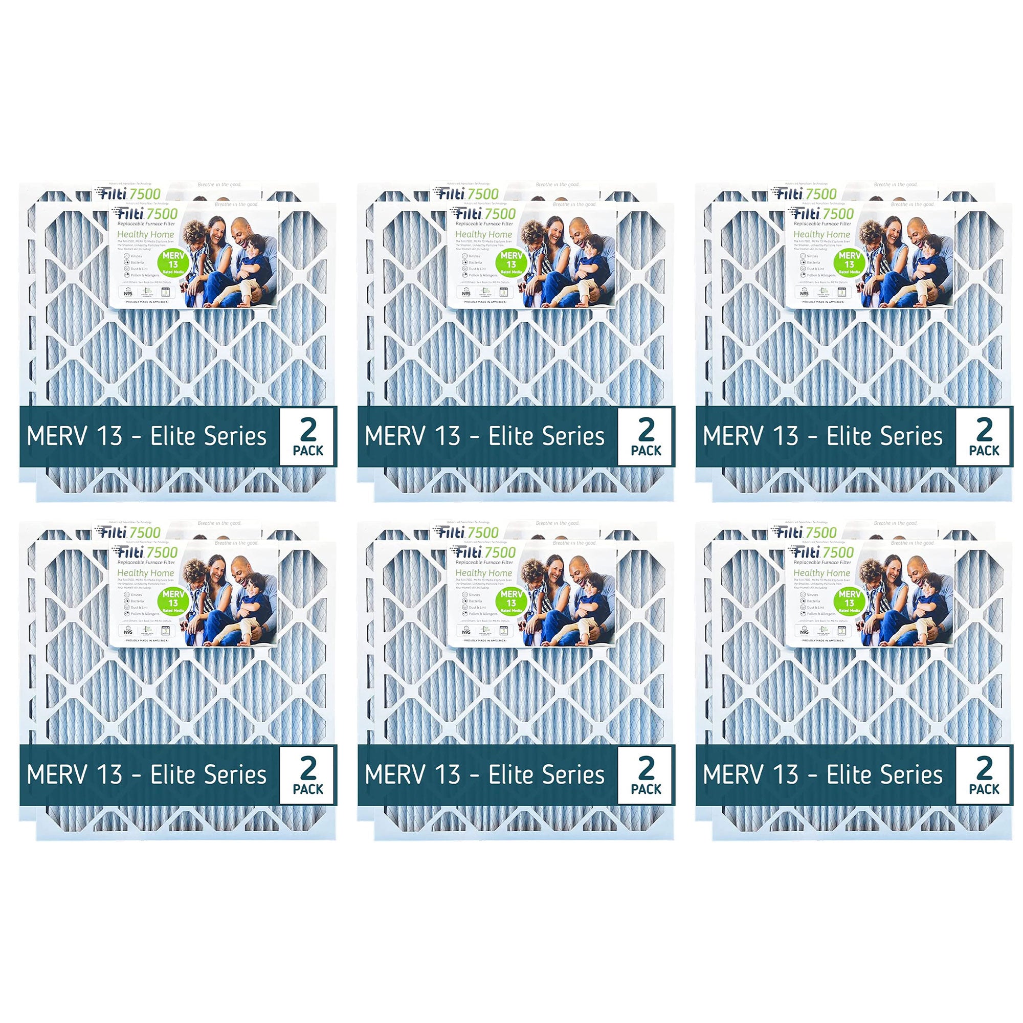 Filti Pleated Home HVAC Furnace Air Filter for Bedroom and Indoor Use (6 Pack) - VMInnovations