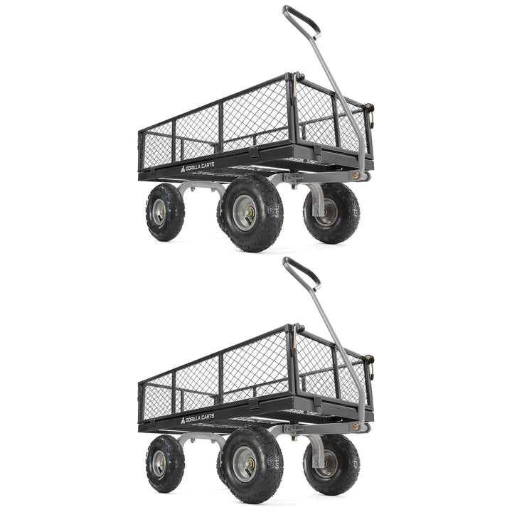 Gorilla Carts Steel Utility Cart Beach Wagon, 800 Pound Capacity, Gray (2 Pack) - VMInnovations