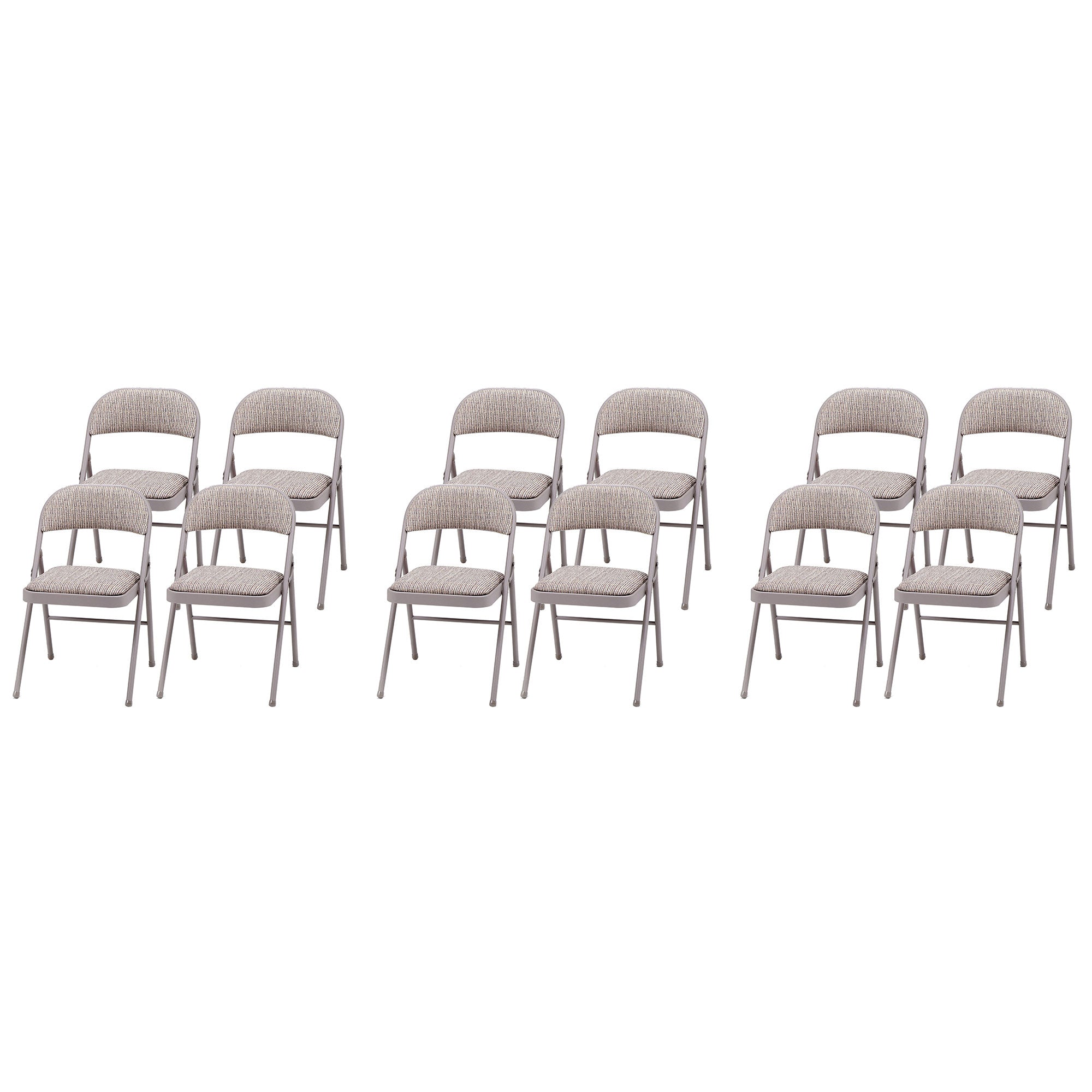 MECO Sudden Comfort Deluxe Metal Fabric Padded Folding Chair Set, Gray (12 Pack)