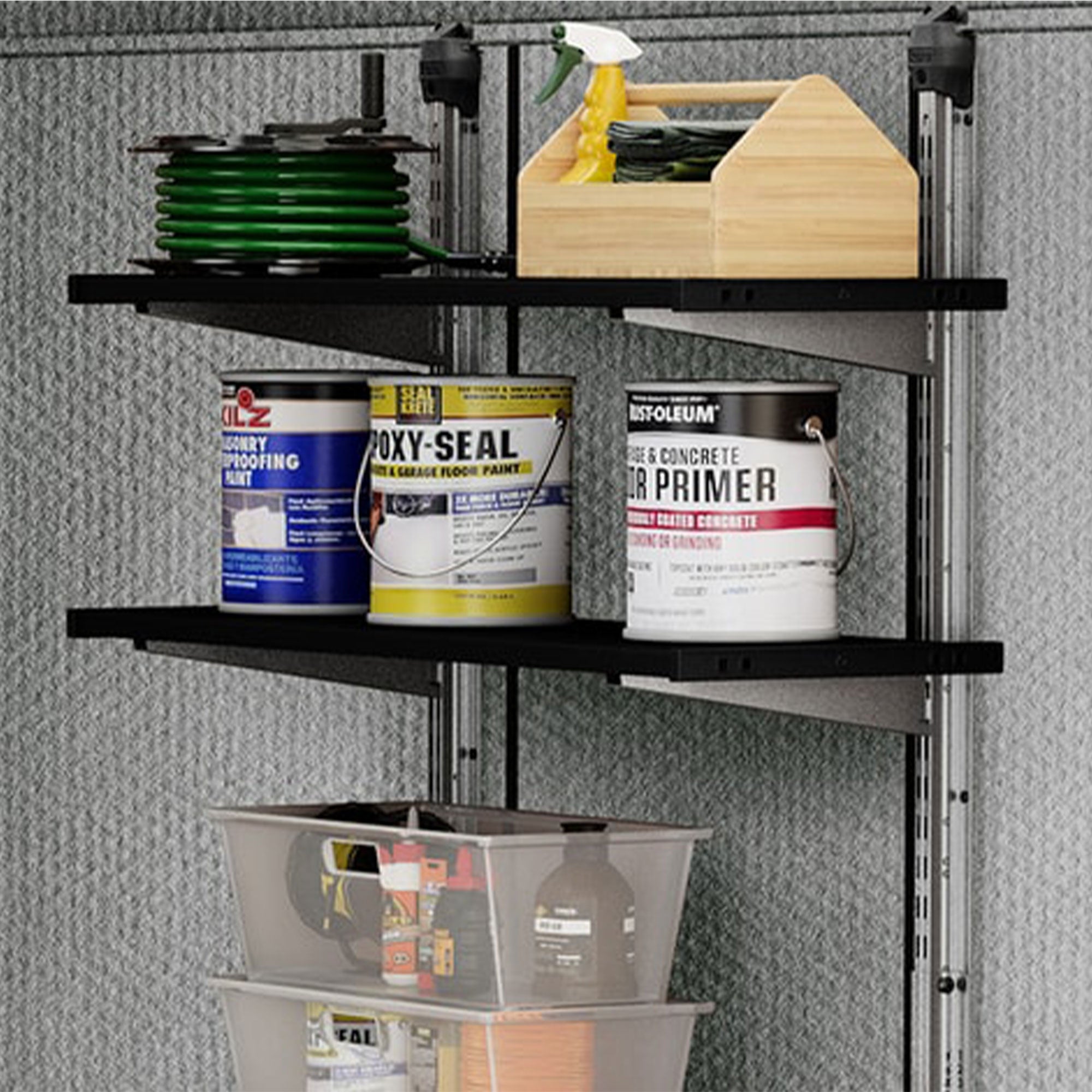 Keter 40 Inch Steel Reinforced Utility Storage Shed Shelf Kit, Black (Open Box) - VMInnovations