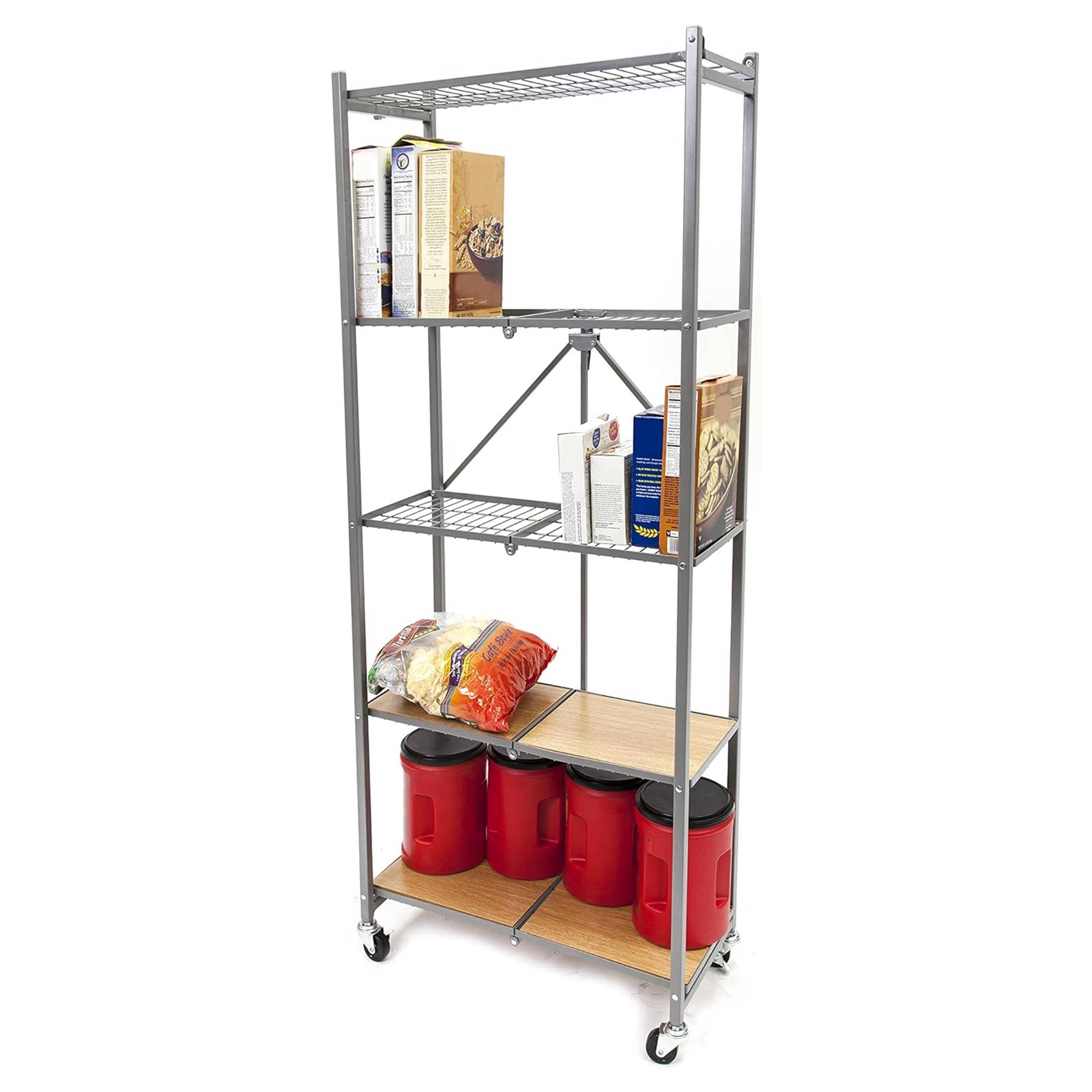 Origami 2 Pack RPR Series 5 Shelf Steel Rack Holds up to 100 Pounds, Silver - VMInnovations