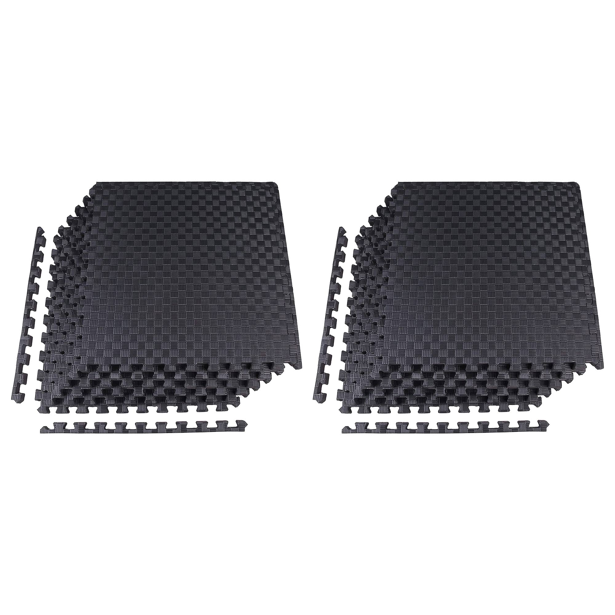 BalanceFrom Fitness Foam Interlocking Exercise Floor Mat, 24 SqFt, Black 2 Pack - VMInnovations