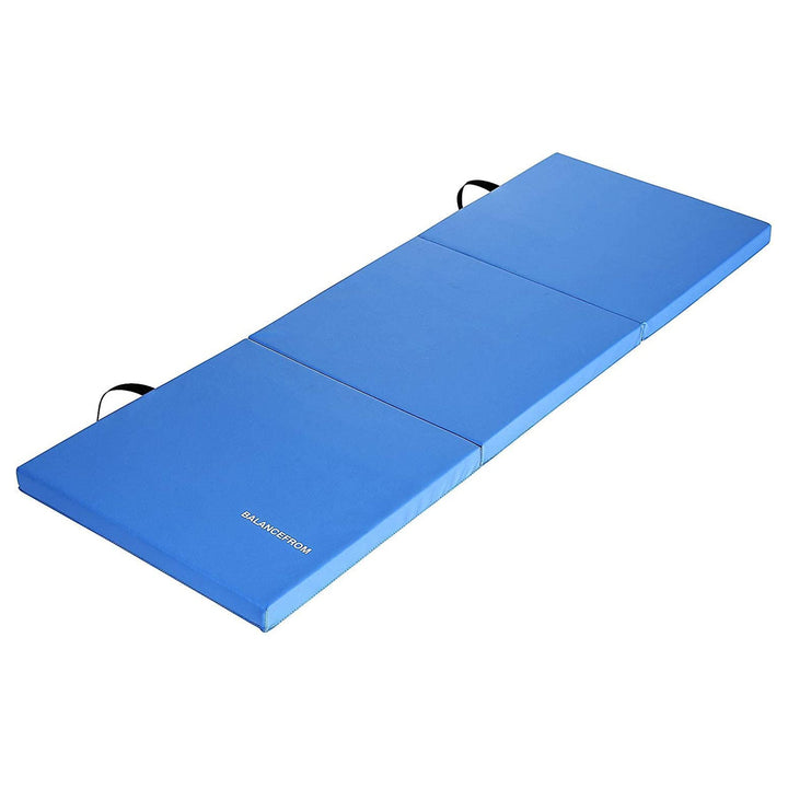 BalanceFrom Fitness GoGym 6x2ft Folding Exercise Mat with Handles, Blue (2 Pack) - VMInnovations