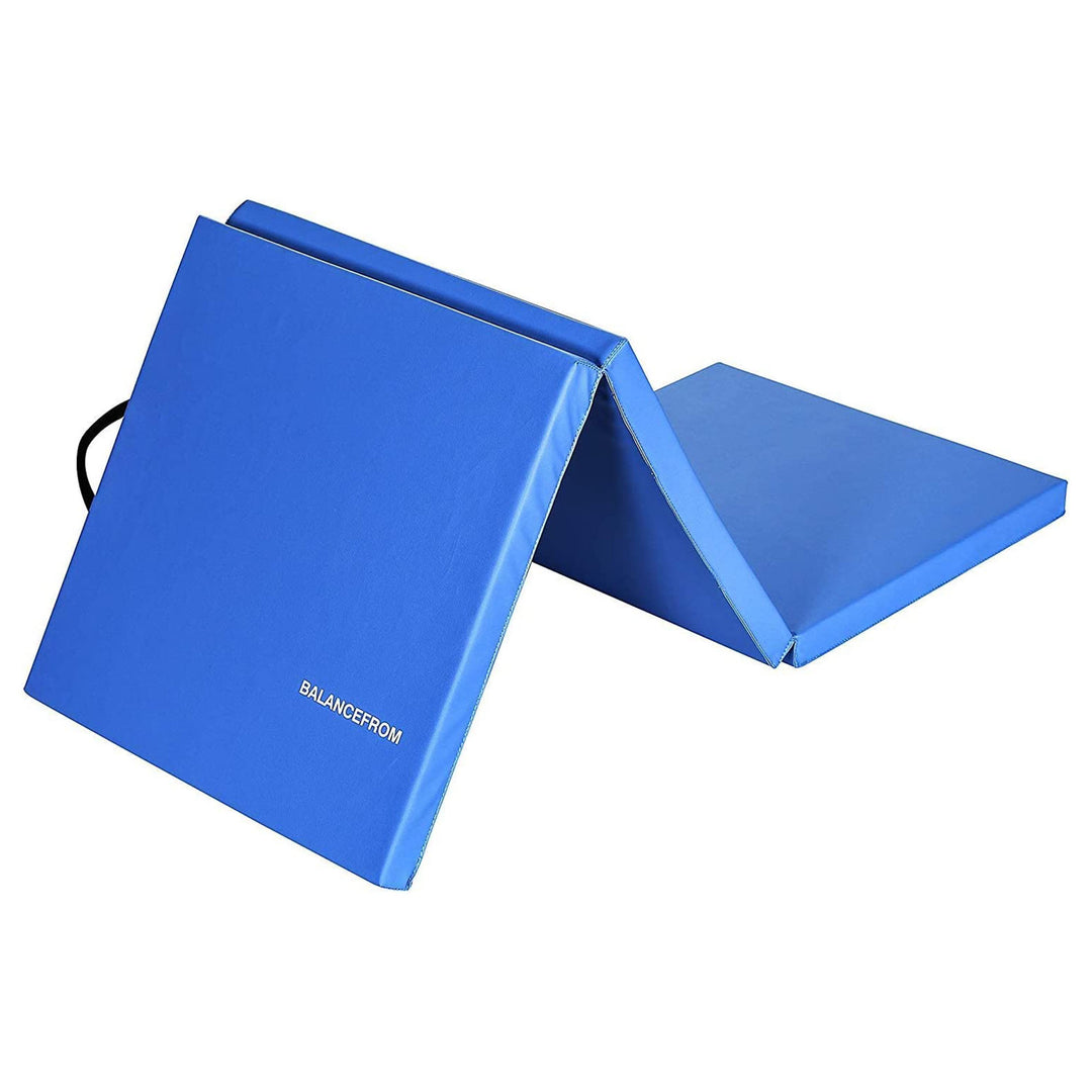 BalanceFrom Fitness GoGym 6x2ft Folding Exercise Mat with Handles, Blue (2 Pack) - VMInnovations