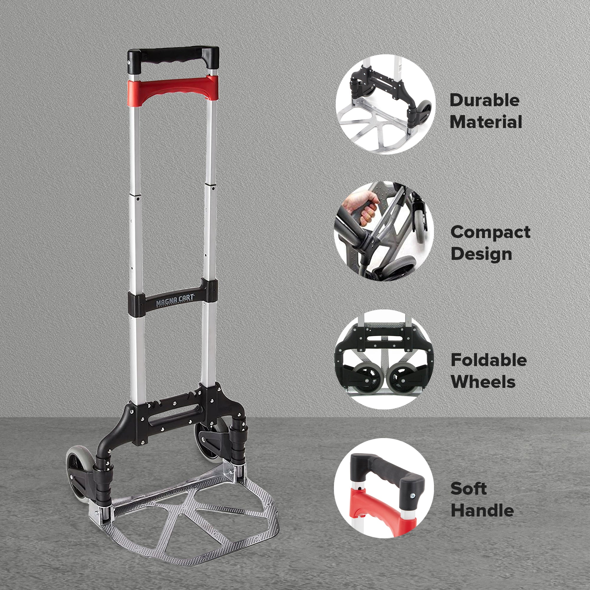 Magna Cart Personal MCX Folding Aluminum Hand Truck, 150lb Capacity, (6 Pack) - VMInnovations