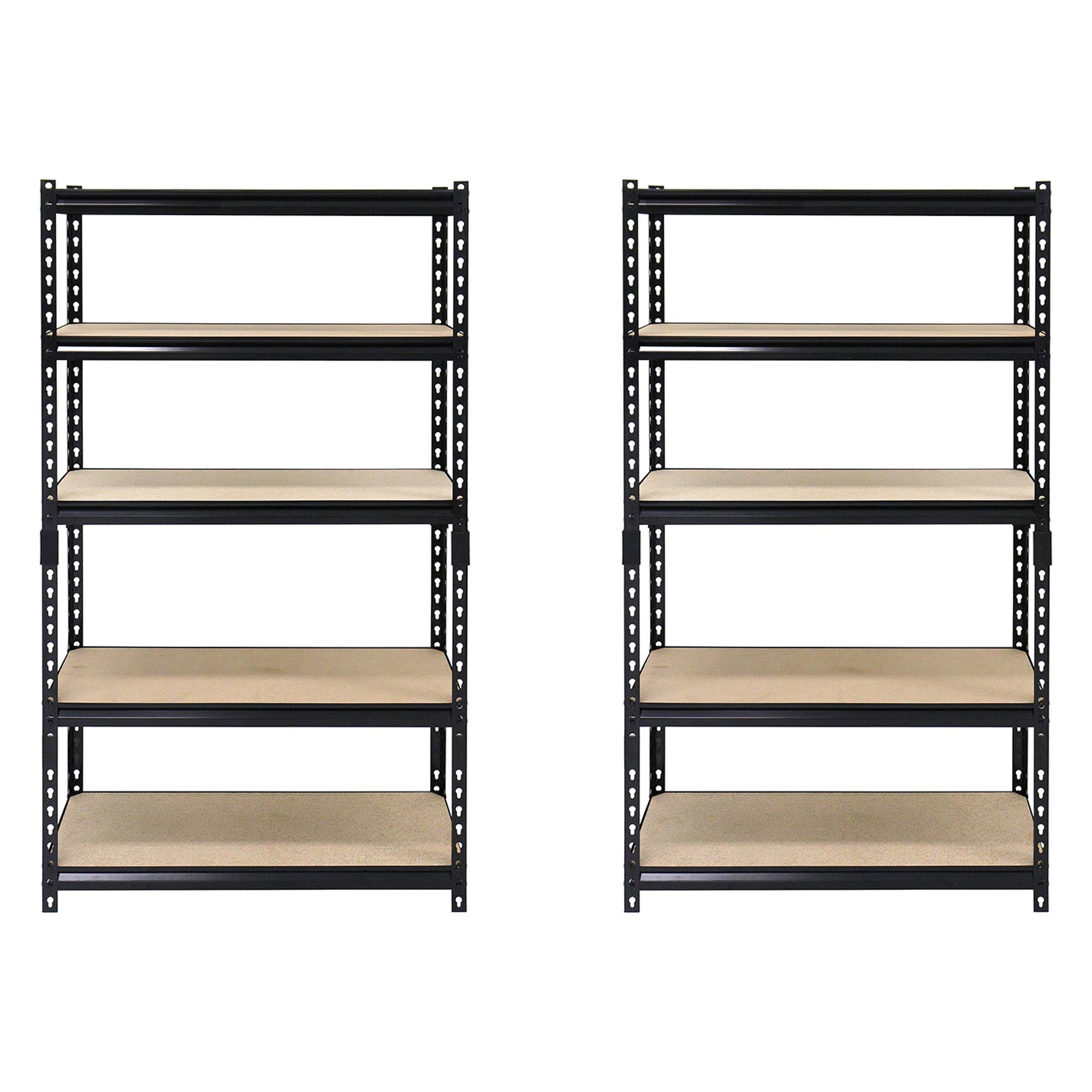 Juggernaut Storage 36" x 72" 5 Shelf Steel Utility Shelving Storage Unit, Black (2 Pack) - VMInnovations