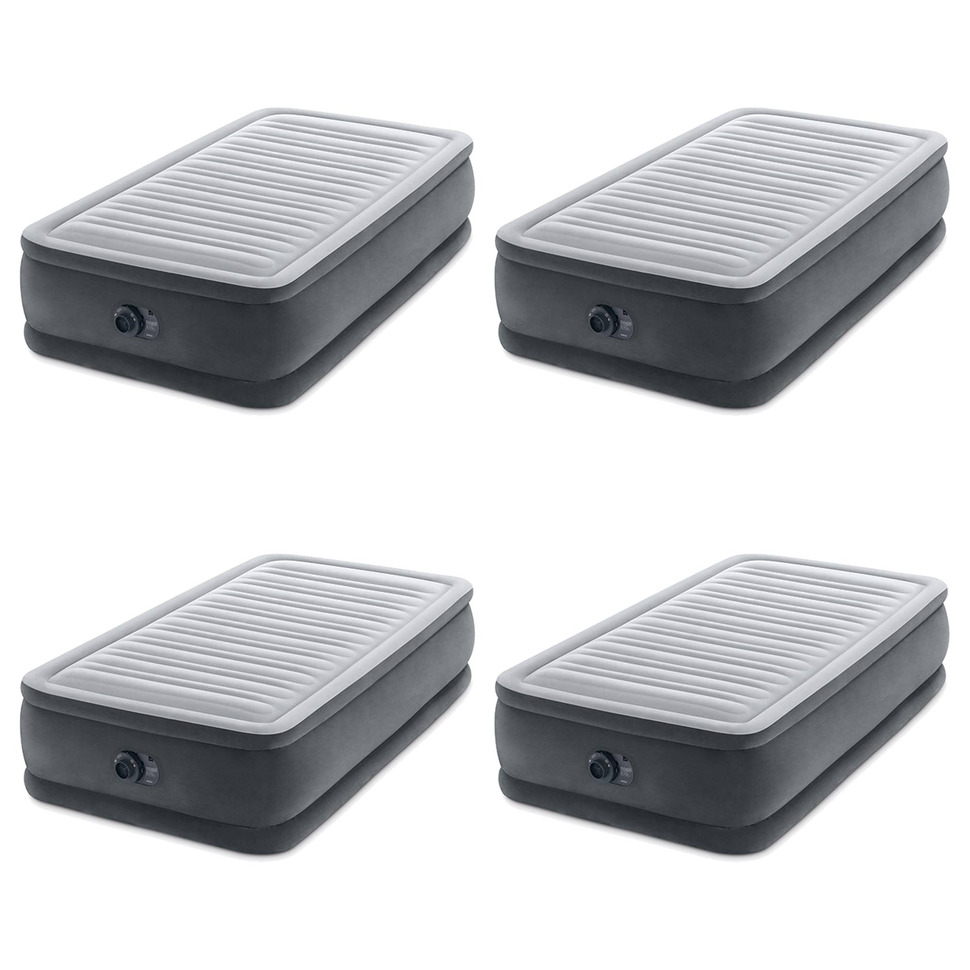 Intex Dura Beam Comfort Plus Airbed Mattress w/ Built-In Pump, Twin Size, 4 Pack - VMInnovations