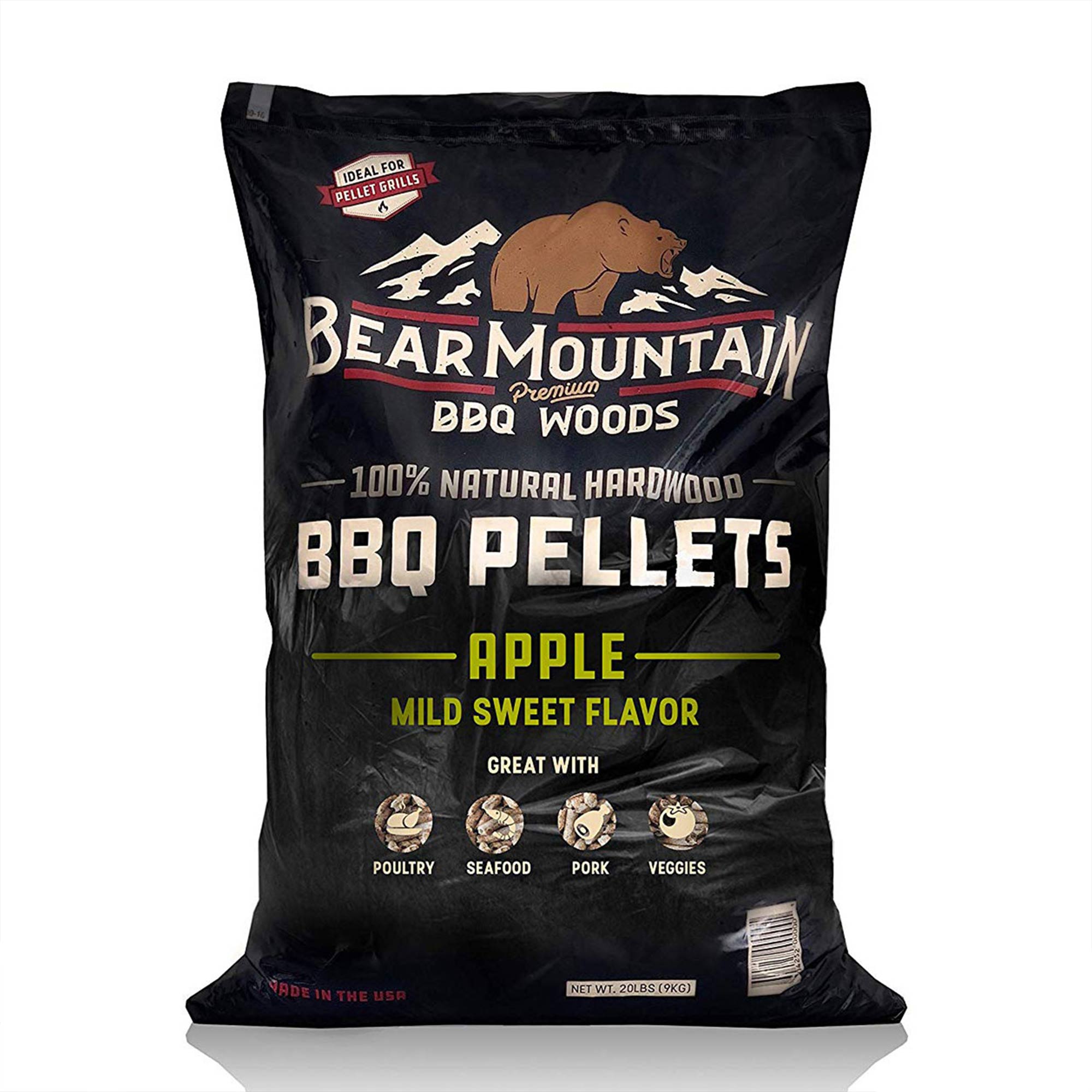 Bear Mountain BBQ All Natural Hardwood Apple Smoker Pellets, 40 Pounds (2 Pack) - VMInnovations