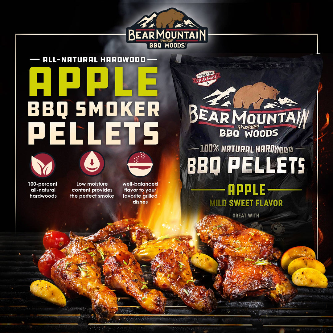 Bear Mountain BBQ All Natural Hardwood Apple Smoker Pellets, 40 Pounds (2 Pack) - VMInnovations
