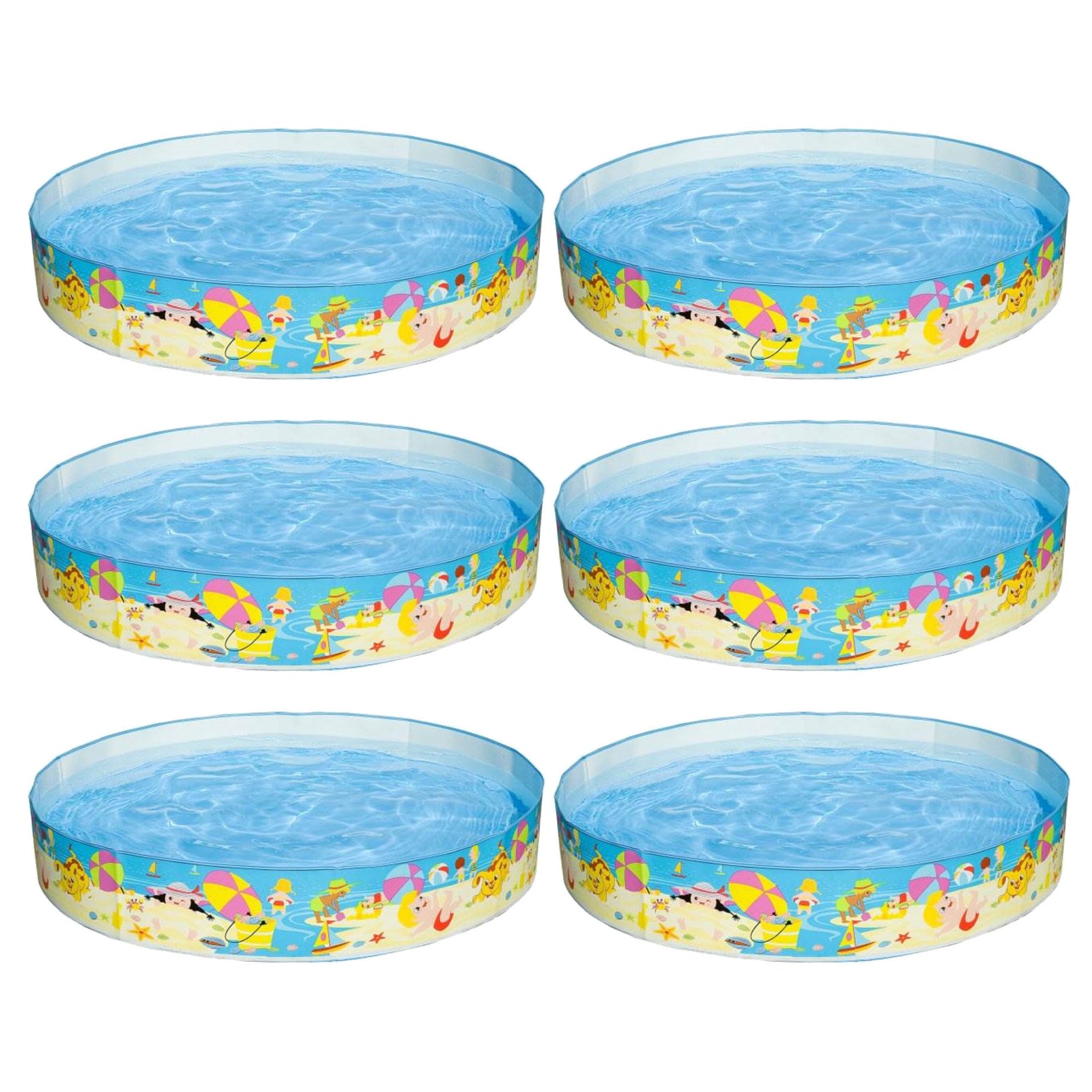 Intex Beach Days Snapset Instant Round Kids Childrens Swimming Pool (6 Pack) - VMInnovations