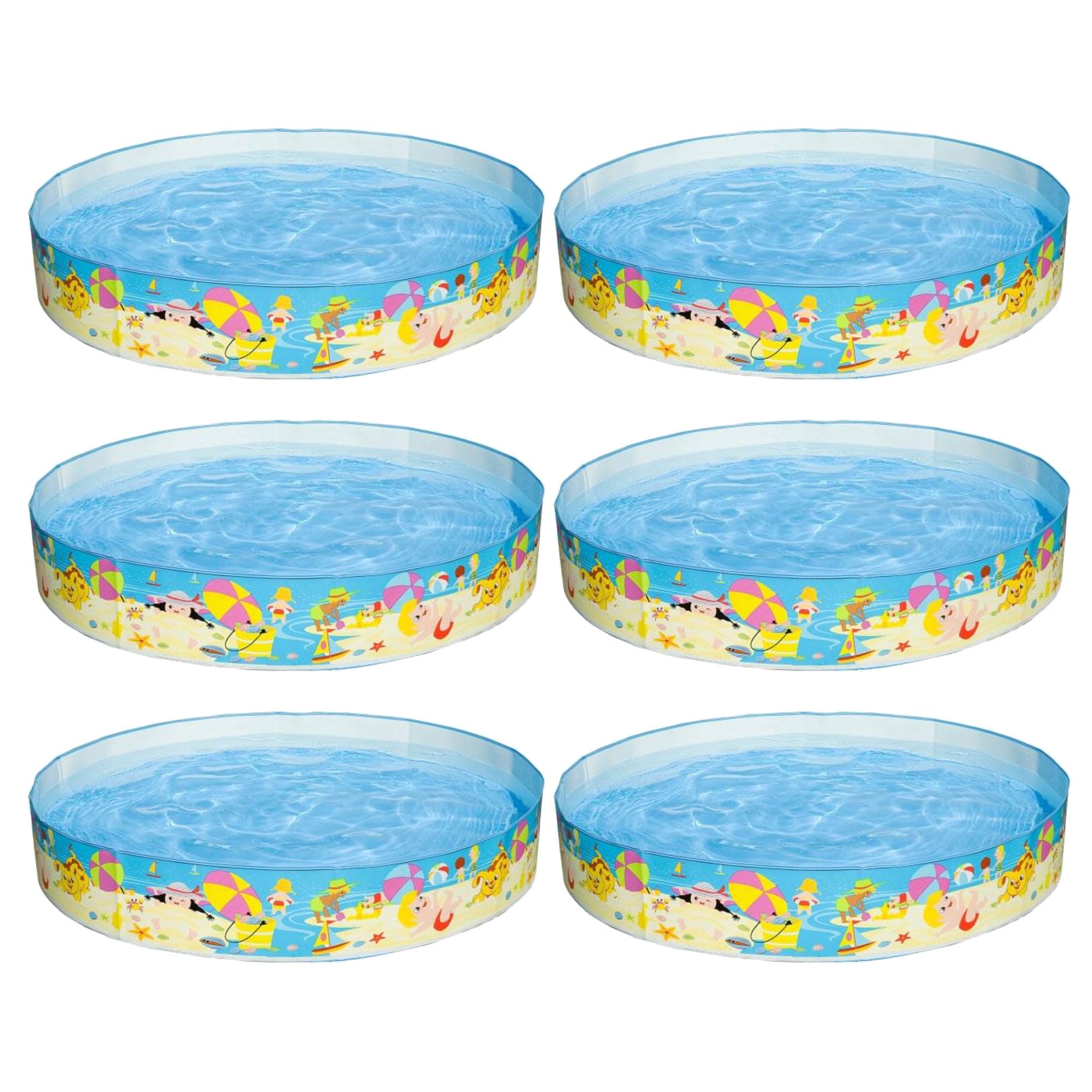 Intex Beach Days Snapset Instant Round Kids Childrens Swimming Pool (6 Pack) - VMInnovations