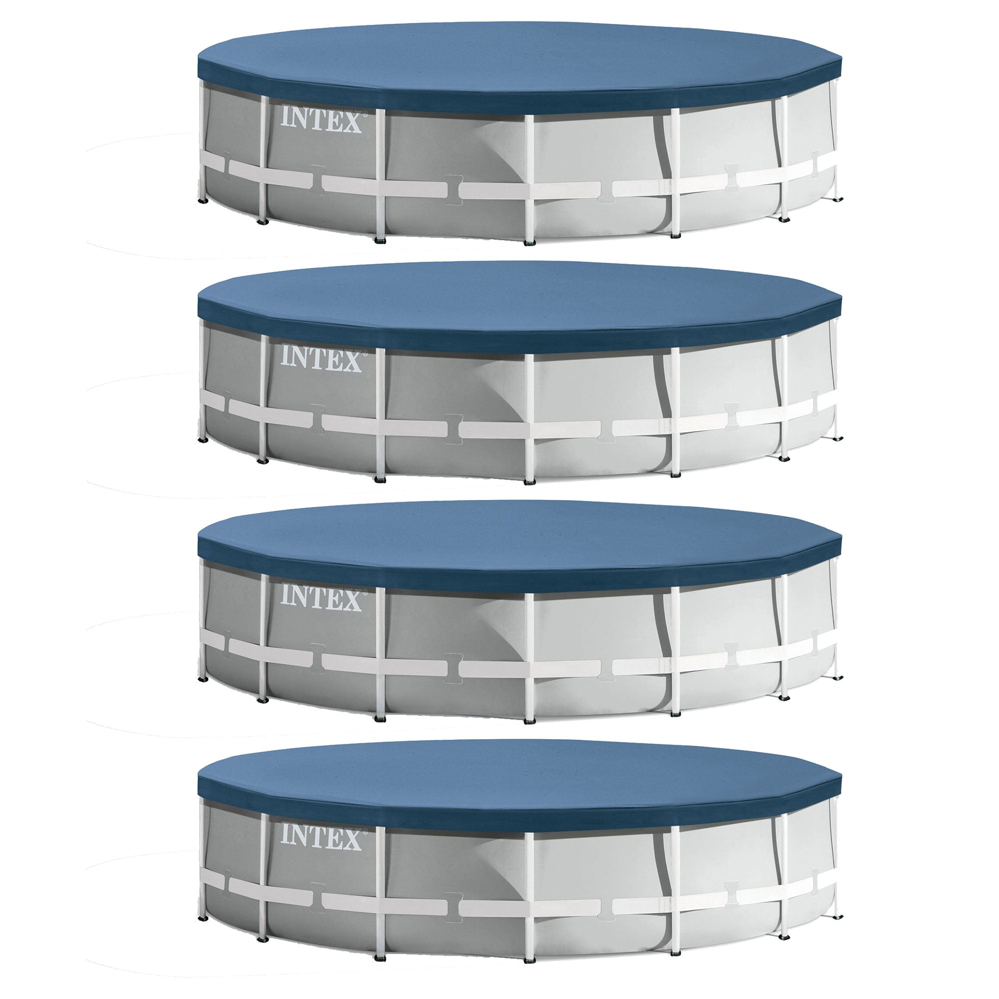 Intex 15 Foot Round Easy Set Outdoor Backyard Swimming Pool Cover, Gray (4 Pack)