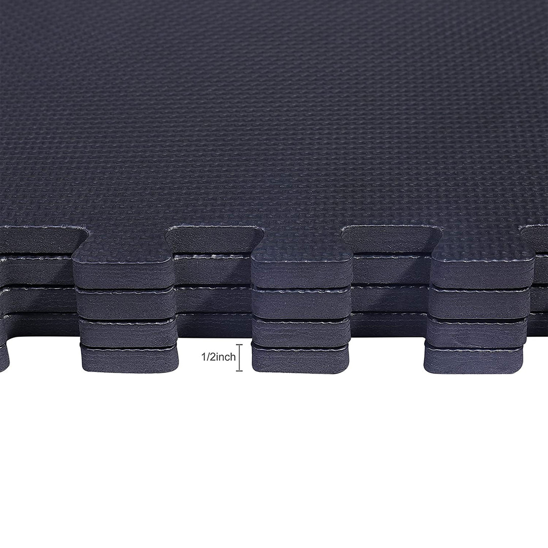 BalanceFrom Fitness 144 Square Foot EVA Foam Exercise Mat Tiles, Black (2 Pack) - VMInnovations