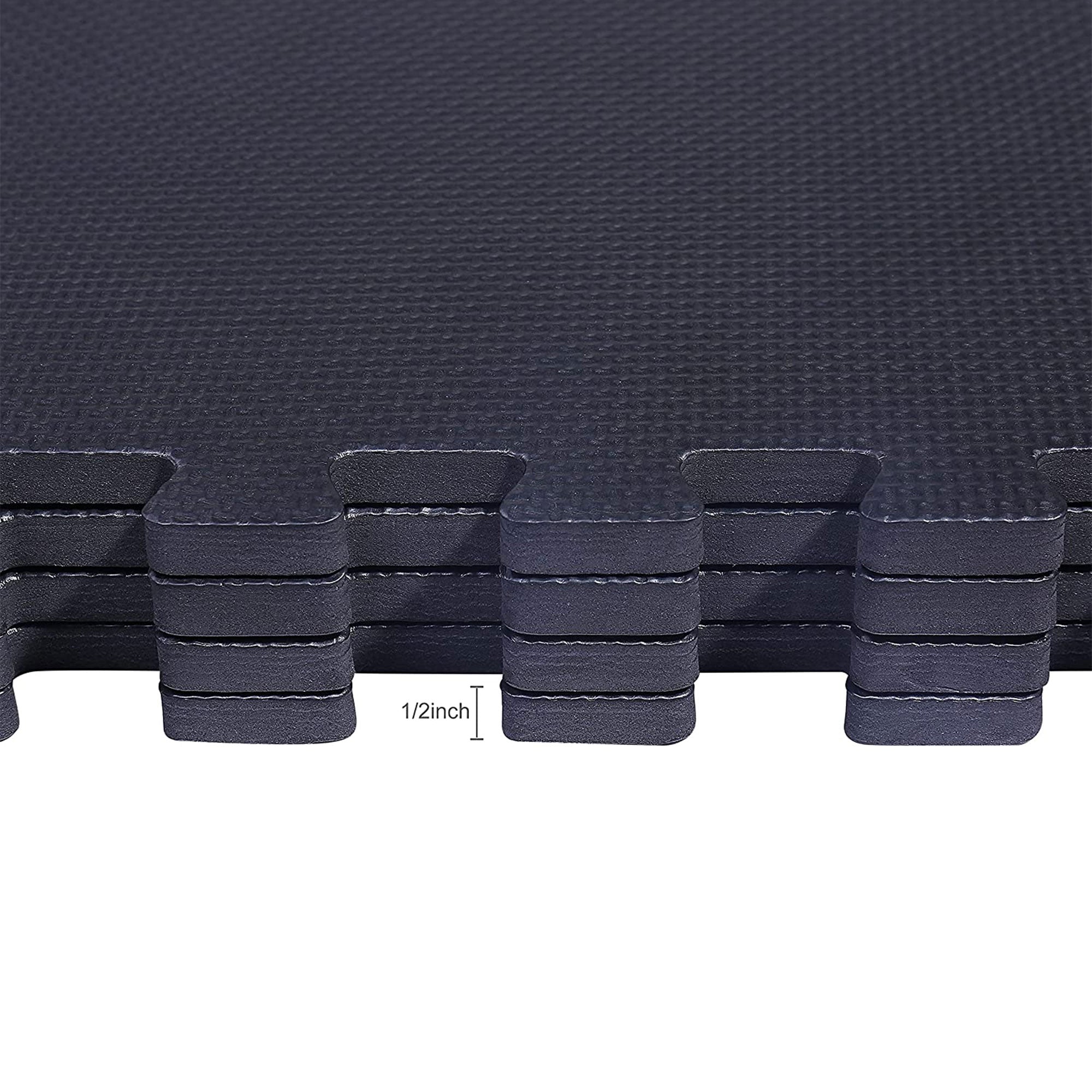 BalanceFrom Fitness 144 Square Foot EVA Foam Exercise Mat Tiles, Black (2 Pack) - VMInnovations