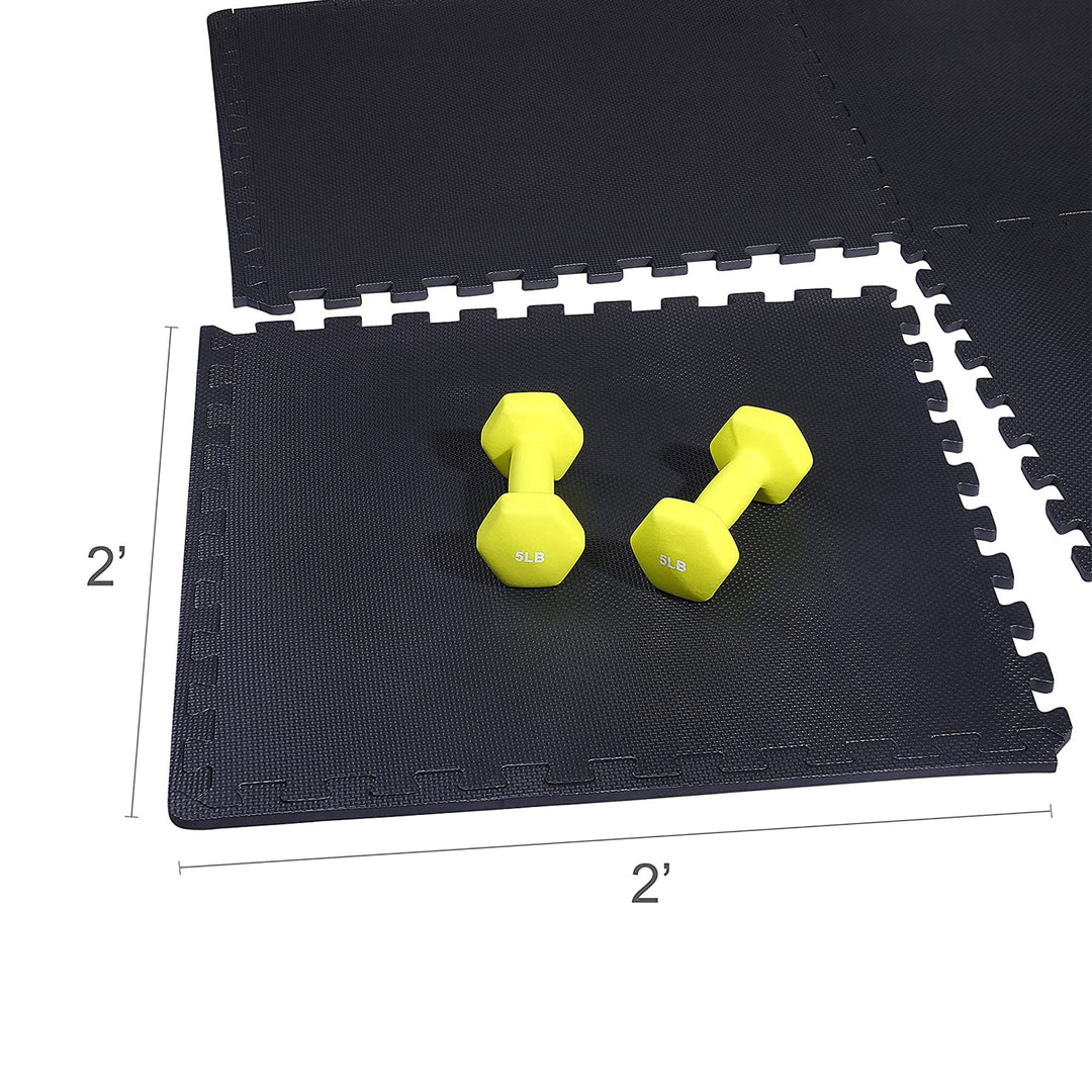 BalanceFrom Fitness 144 Square Foot EVA Foam Exercise Mat Tiles, Black (2 Pack) - VMInnovations