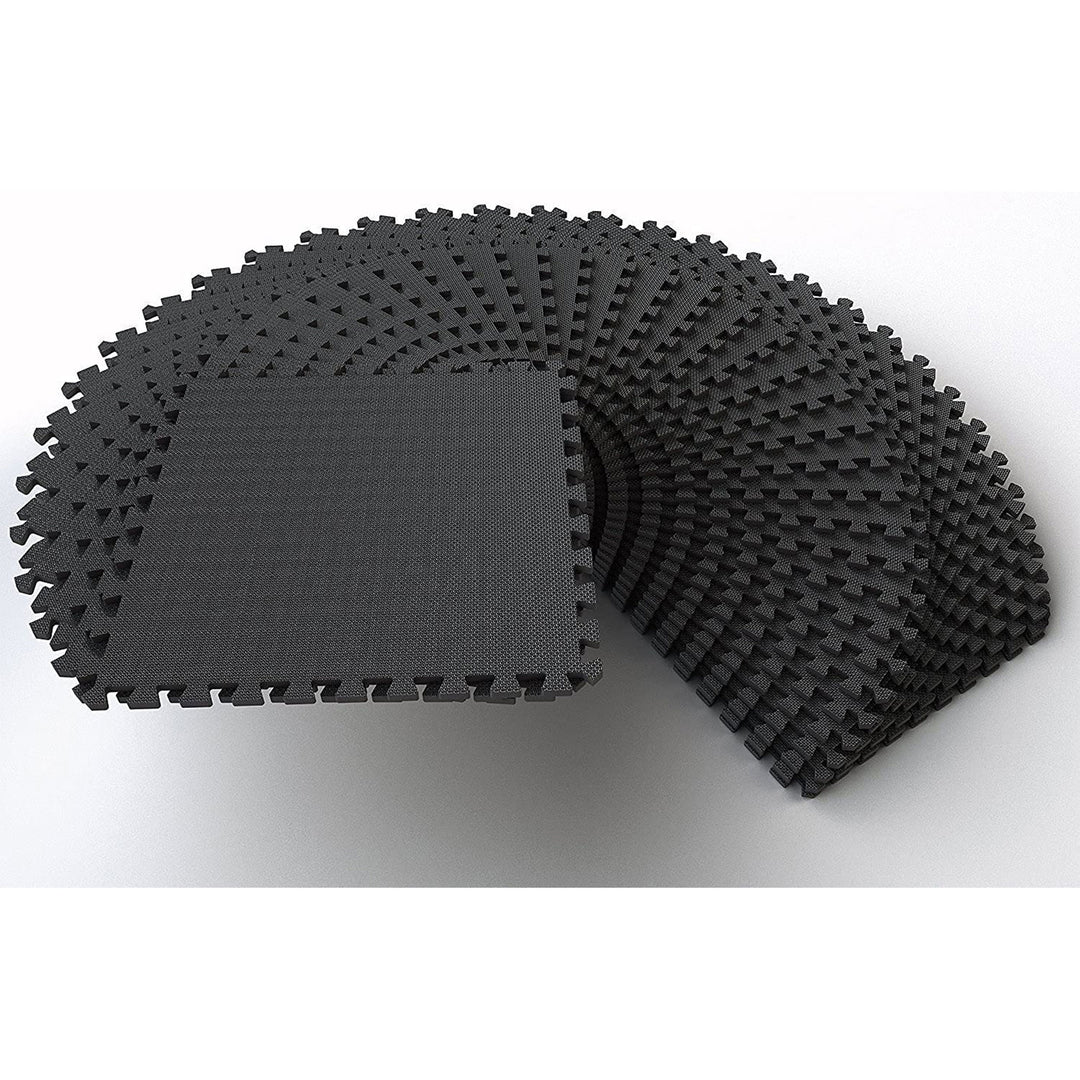 BalanceFrom Fitness 144 Square Foot EVA Foam Exercise Mat Tiles, Black (2 Pack) - VMInnovations