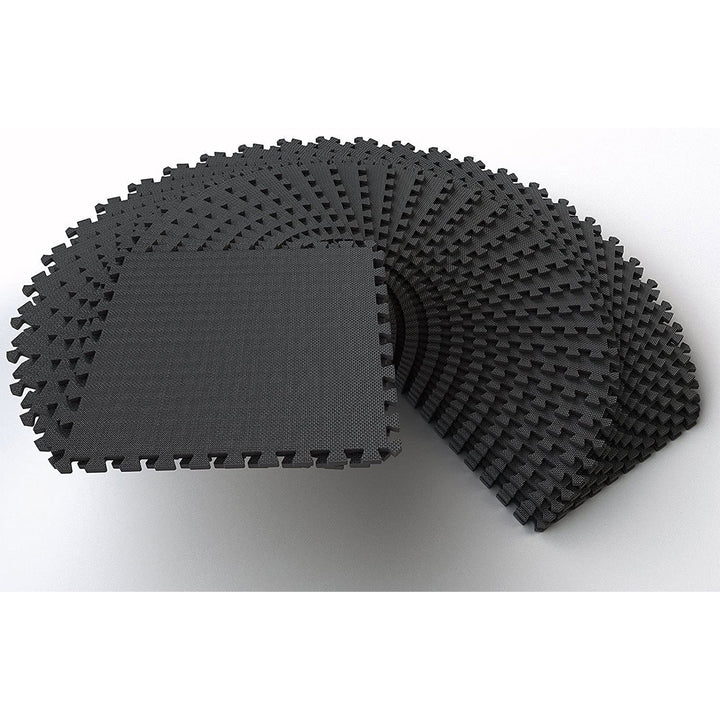 BalanceFrom Fitness 144 Square Foot EVA Foam Exercise Mat Tiles, Black (2 Pack) - VMInnovations