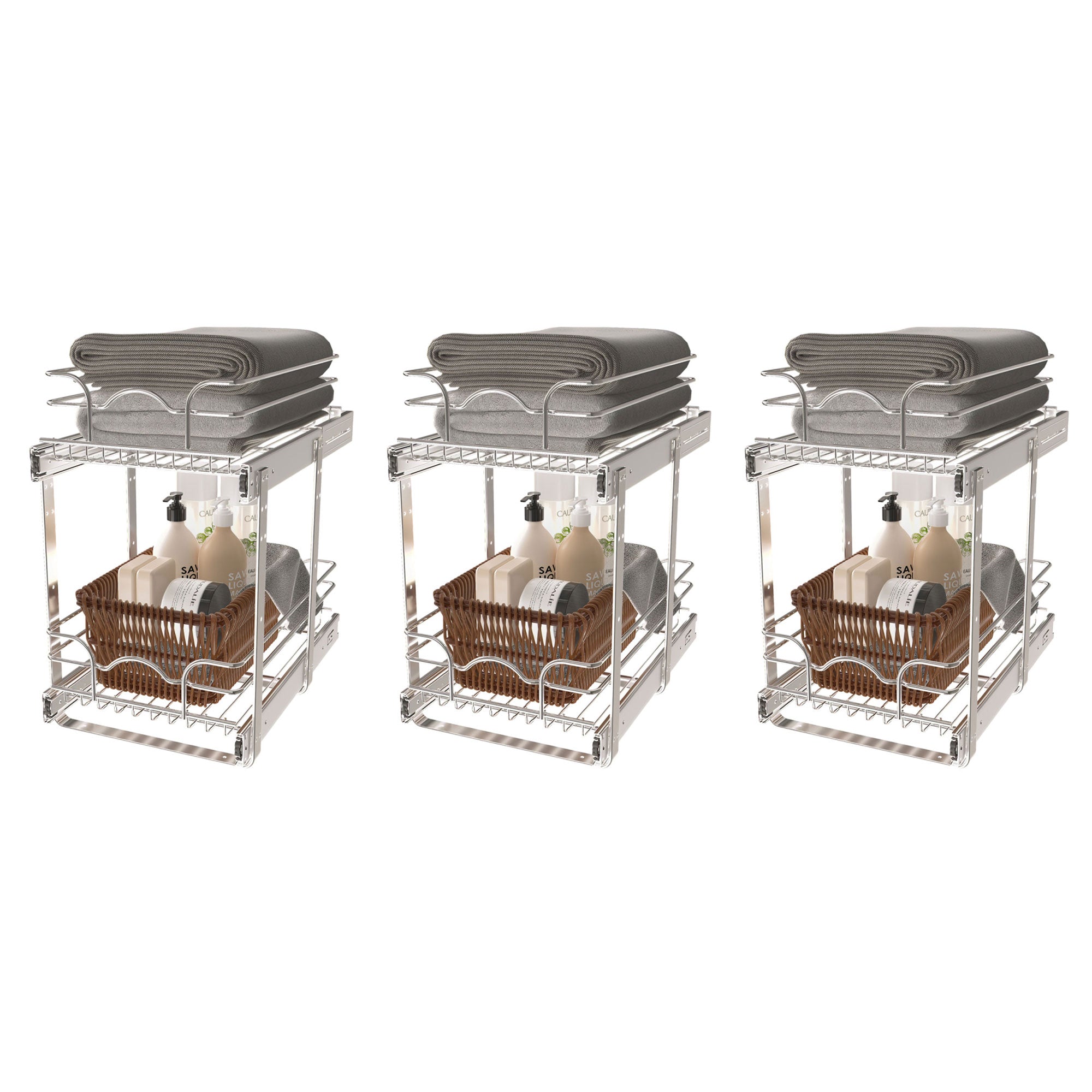 Rev-A-Shelf Kitchen Pull Out Shelf Organizer, 12 x 18 In, 5WB2-1218CR-1 (3 Pack)