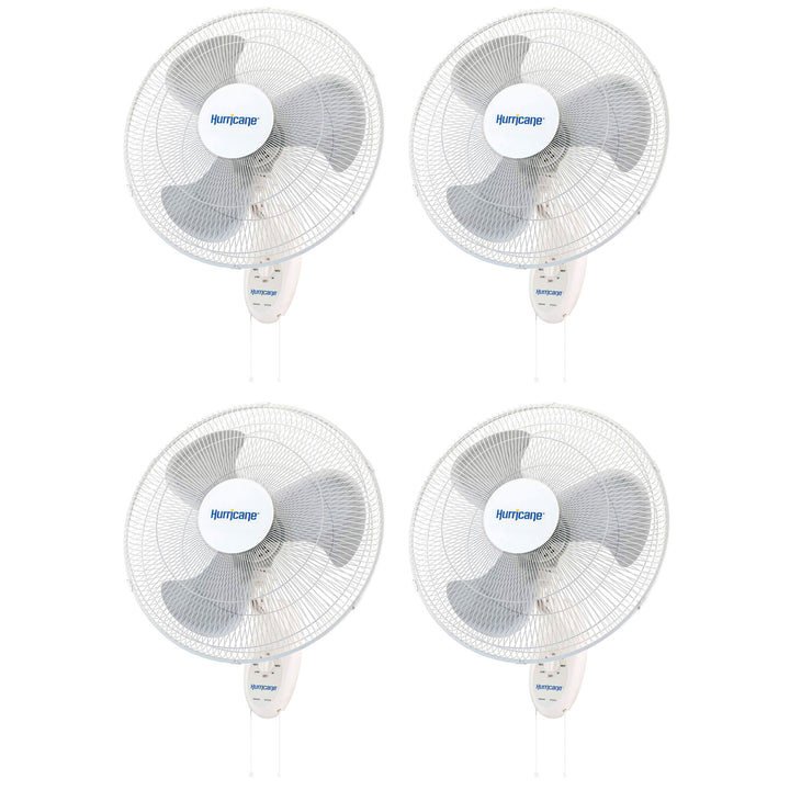 Hurricane Supreme 18" 90 Degree Oscillating 3 Speed Wall Mounted Fan, (4 Pack)