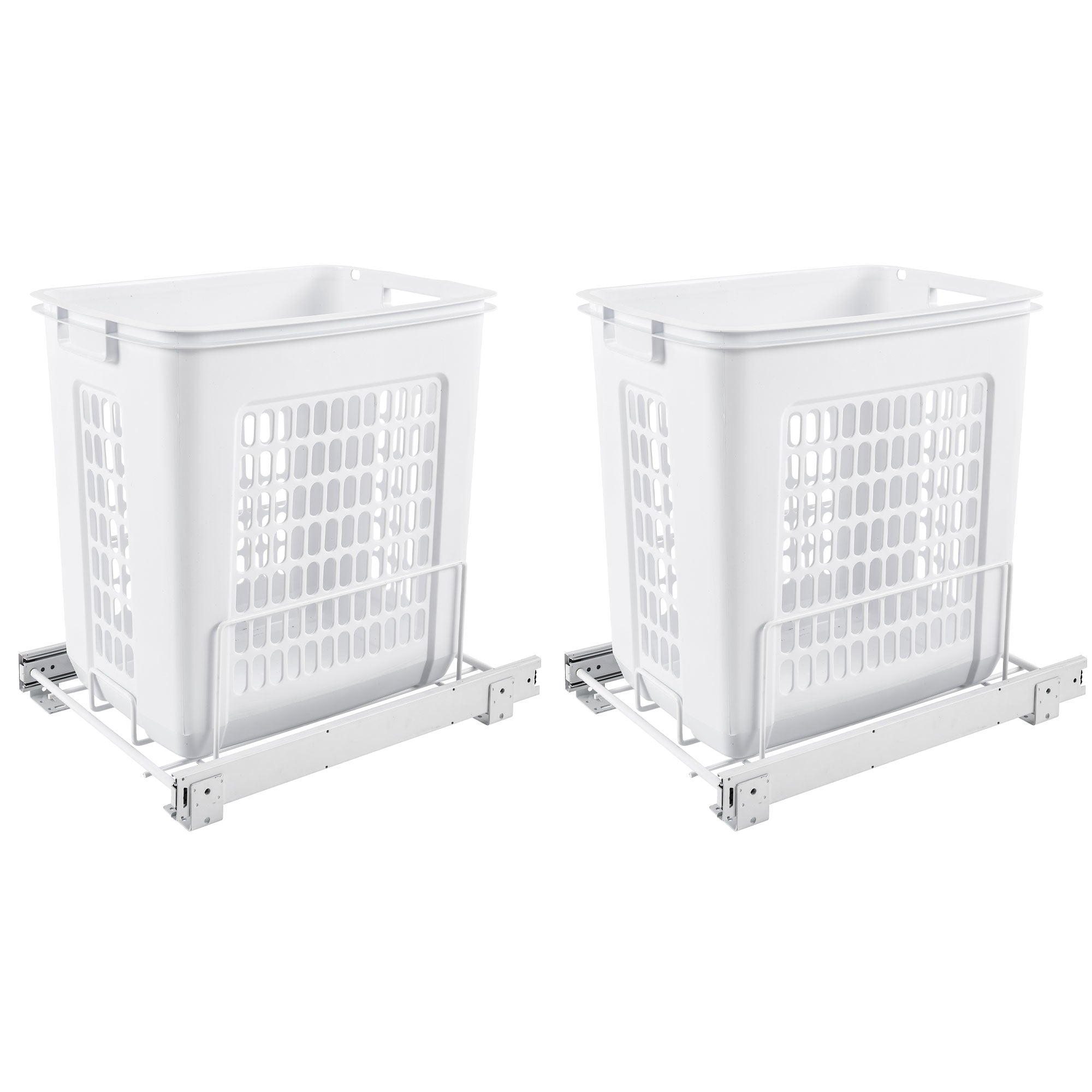 Rev-A-Shelf 20 Inch Pull Out Large Clothes Hamper, White, HPRV-1520 S (2 Pack) - VMInnovations