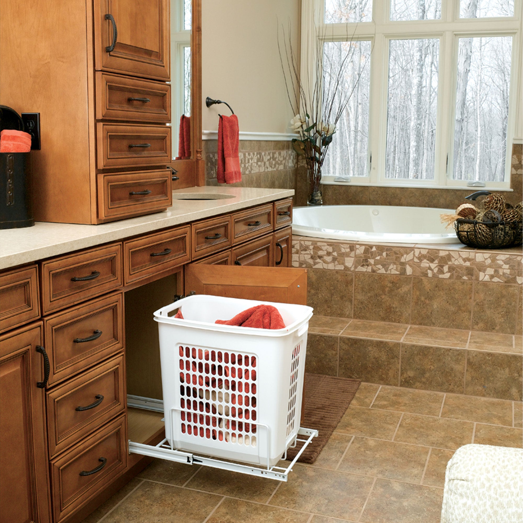 Rev-A-Shelf 20 Inch Pull Out Large Clothes Hamper, White, HPRV-1520 S (2 Pack) - VMInnovations