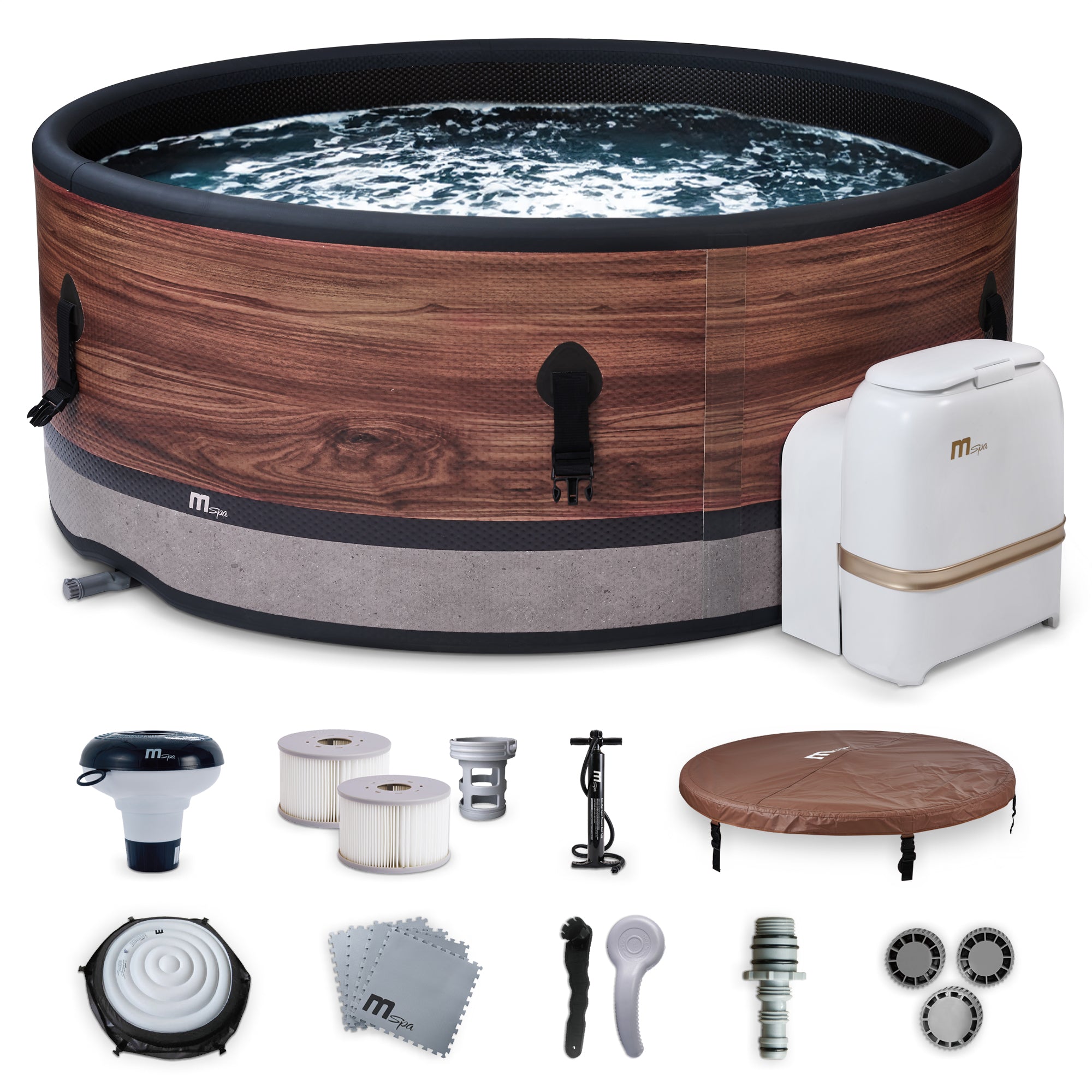 M Spa Round Inflatable Bubble Massage Spa, 4 to 6 Person Outdoor Hot Tub, Duet - VMInnovations