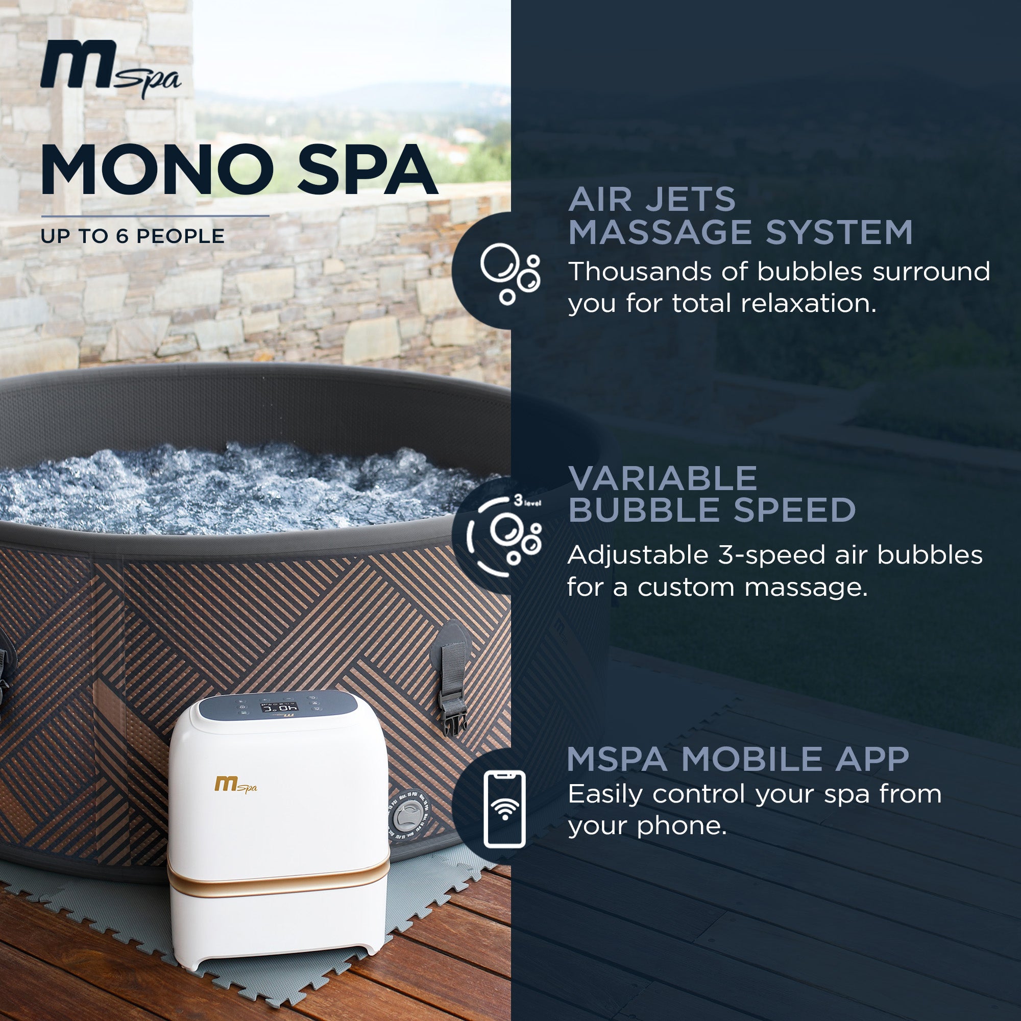 MSpa Mono 138 Jets 930L 6 Person Bubble Hot Tub Spa, Gold (Open Box) - VMInnovations