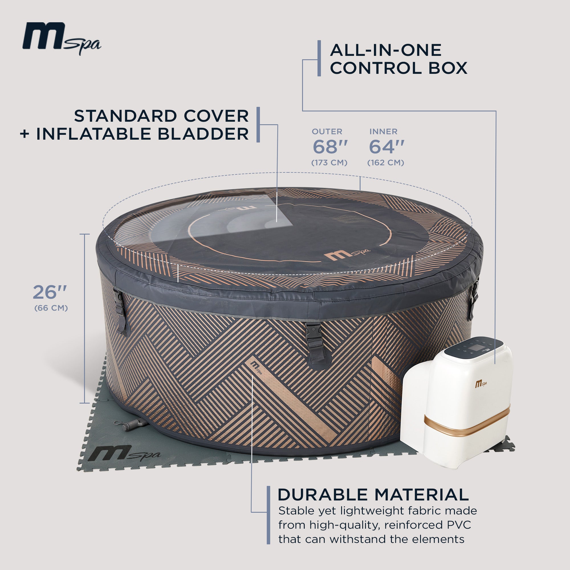 MSpa Mono 138 Jets 930L 6 Person Bubble Hot Tub Spa, Gold (Open Box) - VMInnovations