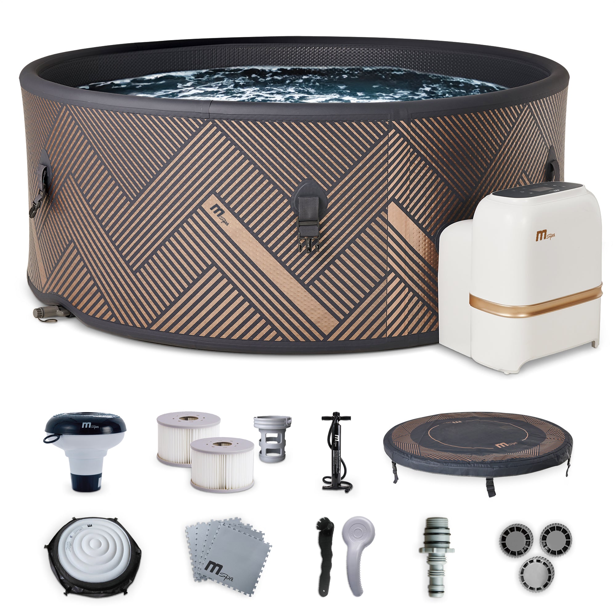 MSpa Mono 138 Jets 930L 6 Person Bubble Hot Tub Spa, Gold (Open Box) - VMInnovations