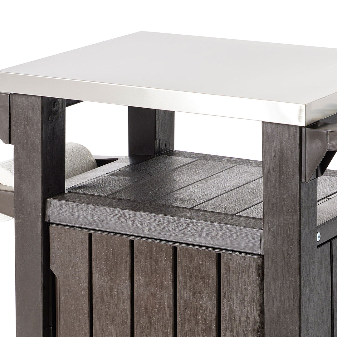 Keter Unity 40 Gallon Stainless Steel Top Storage Grilling Bar Cart (Set of 2) - VMInnovations