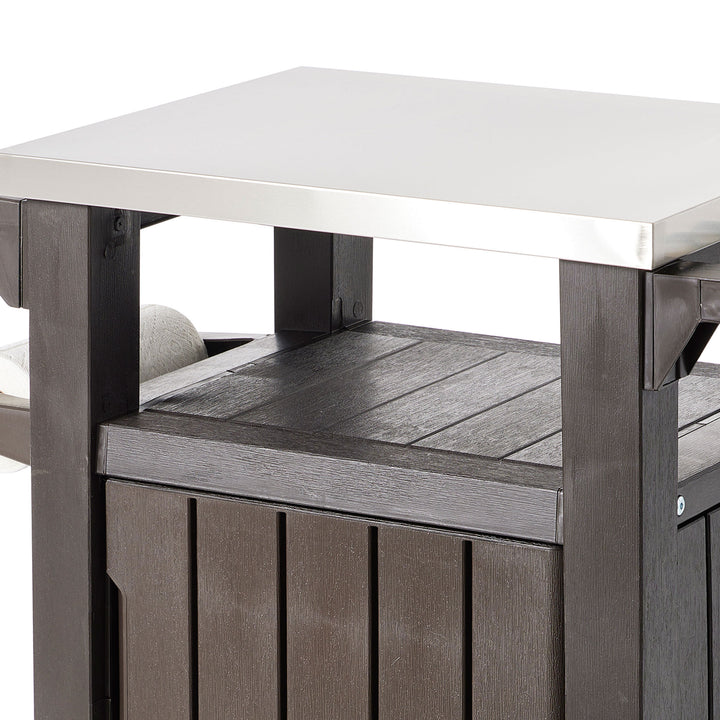 Keter Unity 40 Gallon Stainless Steel Top Storage Grilling Bar Cart (Set of 2) - VMInnovations