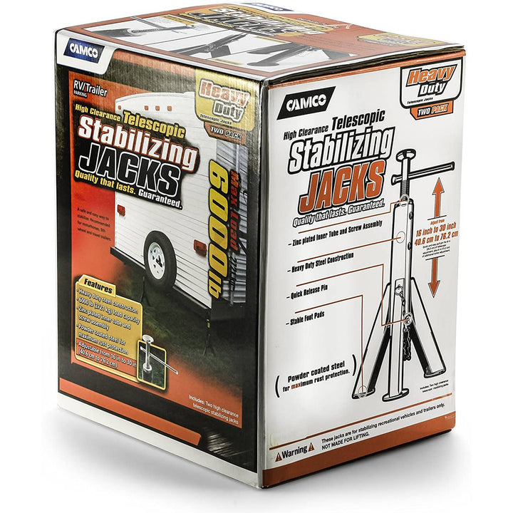 EAZ LIFT Adjustable Telescopic RV Jack, 16" to 30", 6,000 lb Capacity (2 Pack) - VMInnovations
