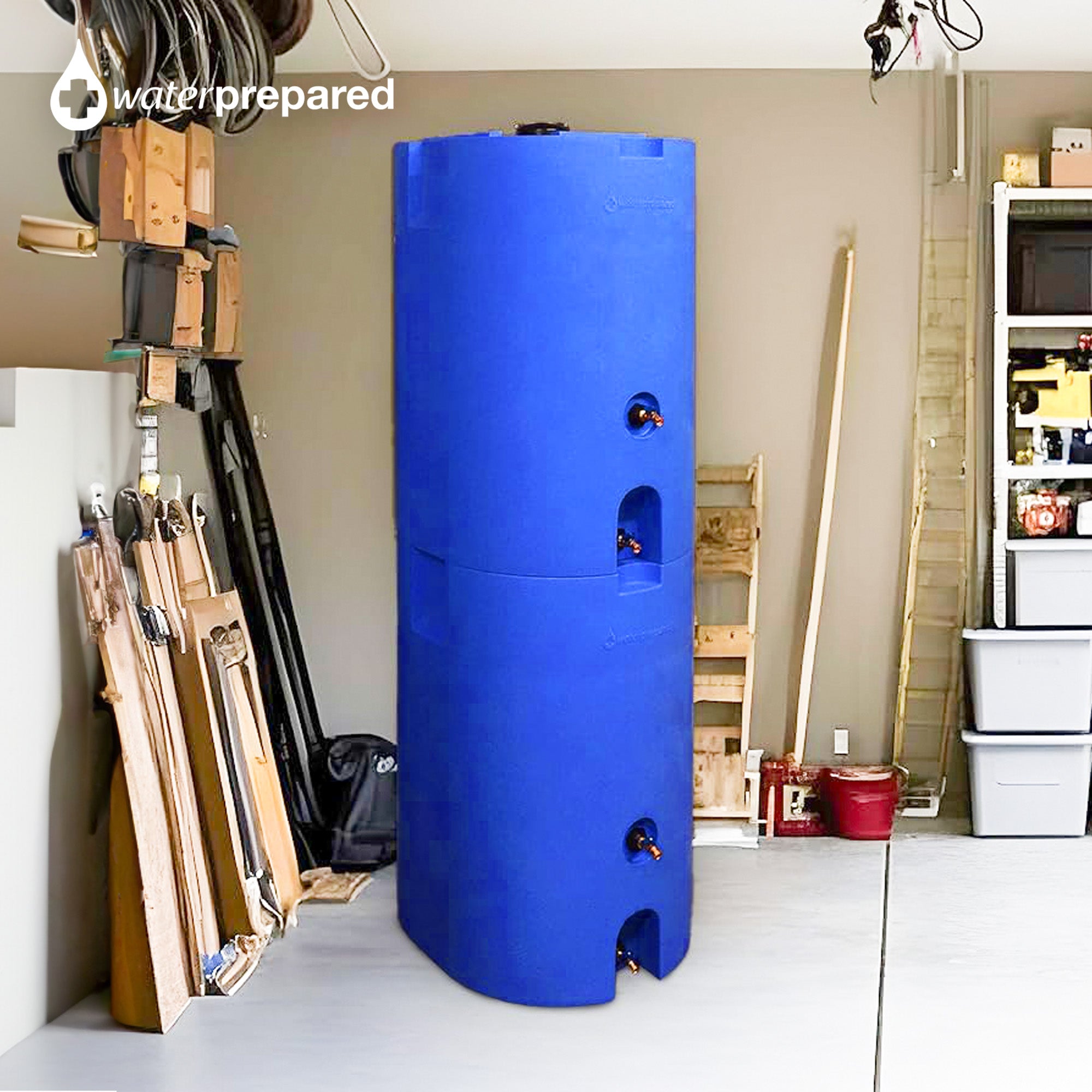 WaterPrepared 160 Gal Stackable Utility Water Tank w/Large Cap, Blue (Open Box) - VMInnovations
