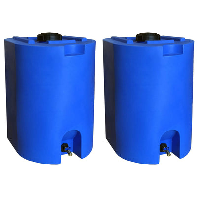 WaterPrepared 55 Gal Stackable Design Utility Water Tank with Large Cap (2 Pack)