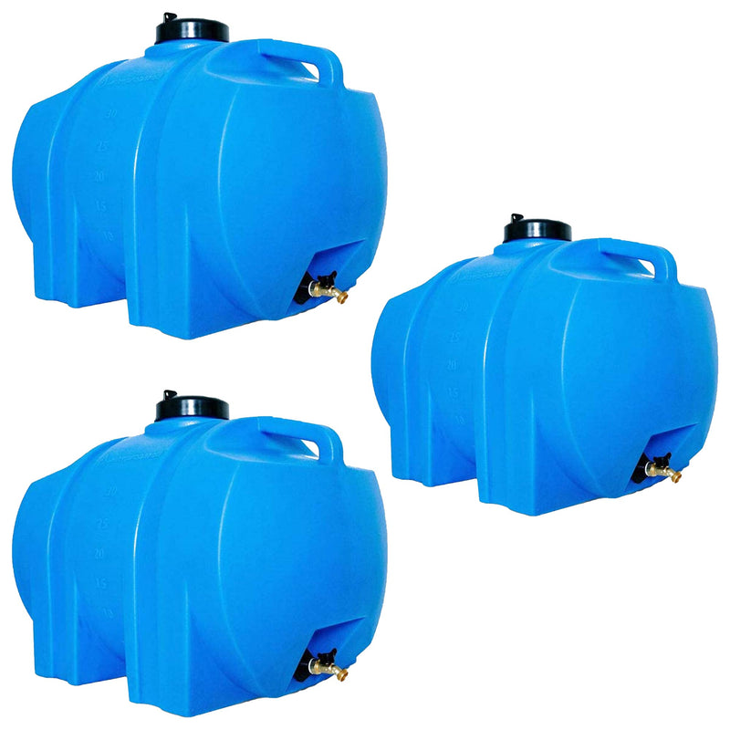 WaterPrepared 35 Gal Water Tank w/ Large Cap, Brass Spigot & Handles (3 Pack)