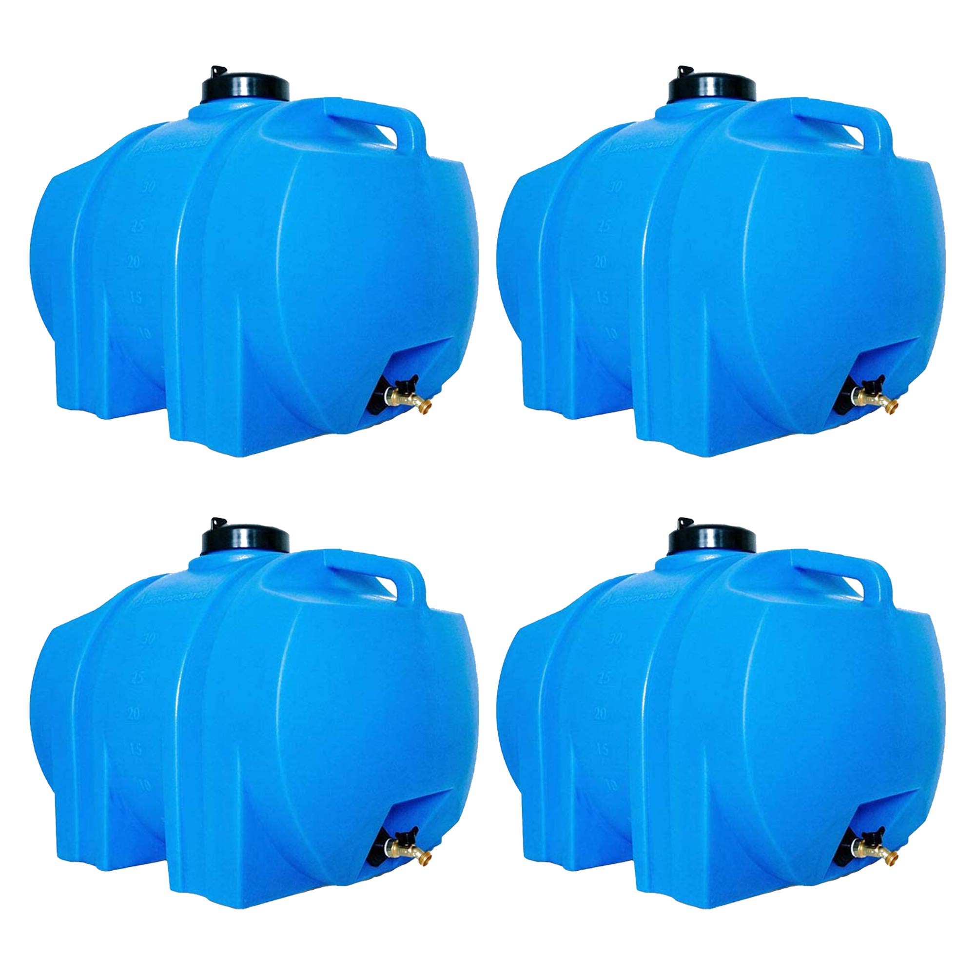 WaterPrepared 35 Gal Water Tank w/ Large Cap, Brass Spigot & Handles (4 Pack)