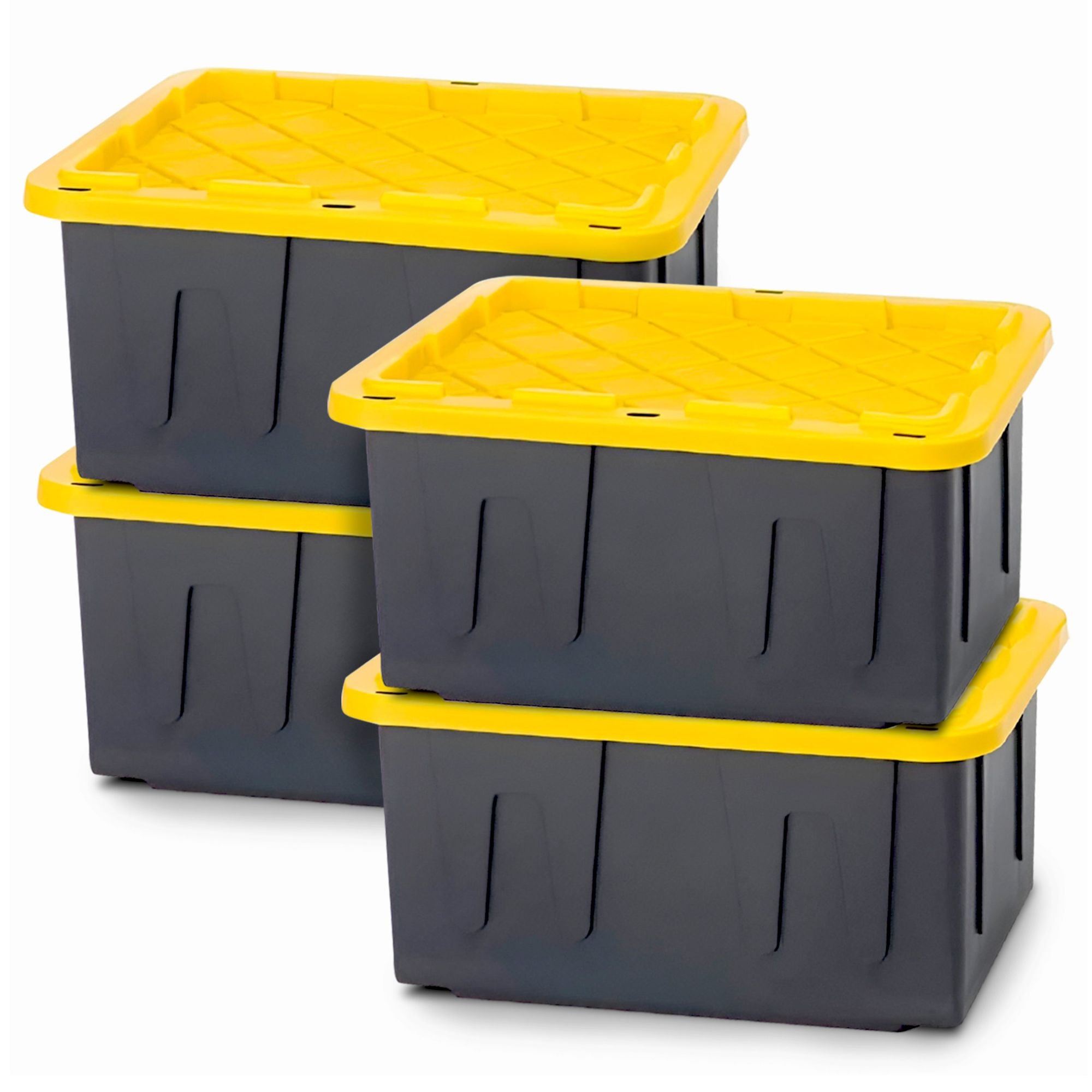 Homz Durabilt 27 Gallon Stackable Home Storage Container Lidded Tote Bin, 4 Pack - VMInnovations