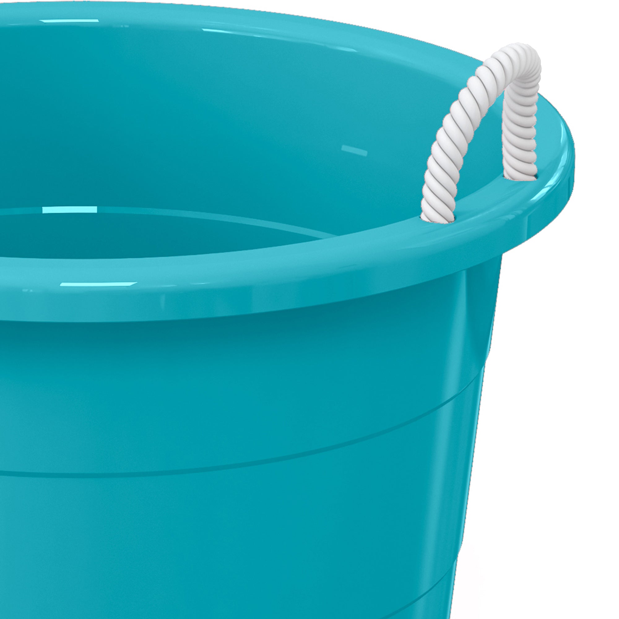 Life Story 17 Gallon Round Open Storage Bucket with Rope Handles, Teal, 8 Pack