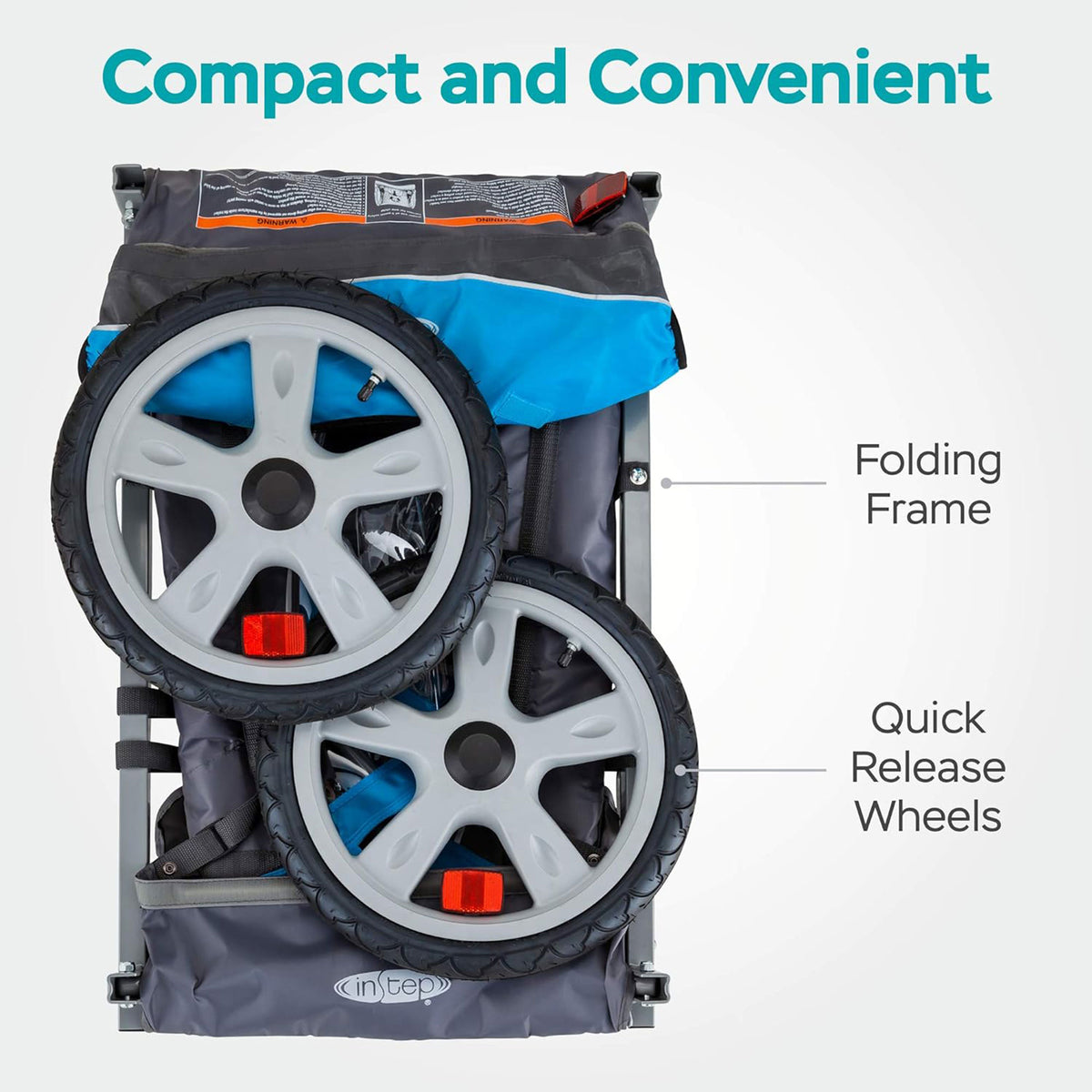 InStep Sync Single Seat Bike Trailer, Max Weight 40 lbs., 5-Point Harness, Blue - VMInnovations