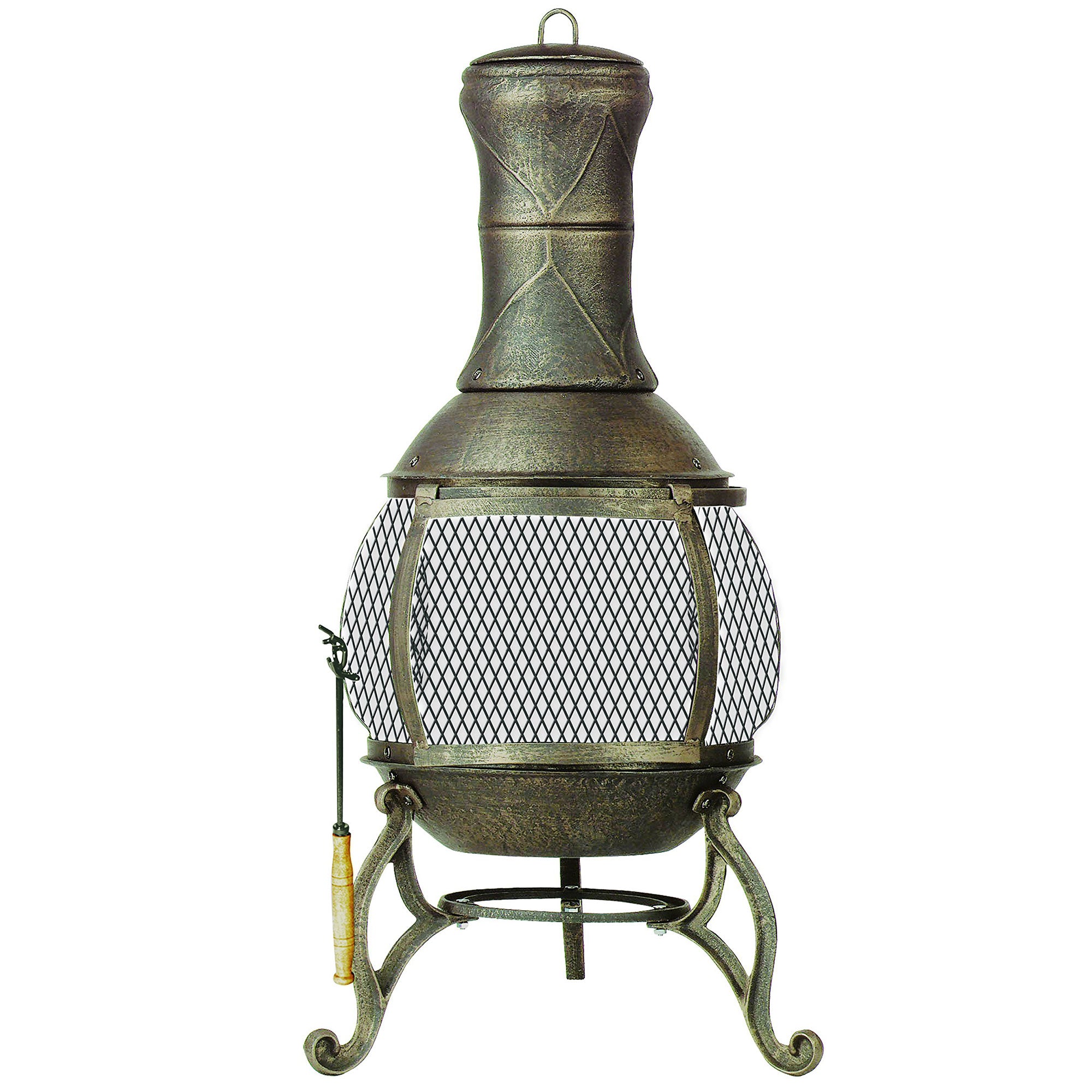 Deckmate Corona 3 Feet High Outdoor Steel Fireplace with Chimenea Construction
