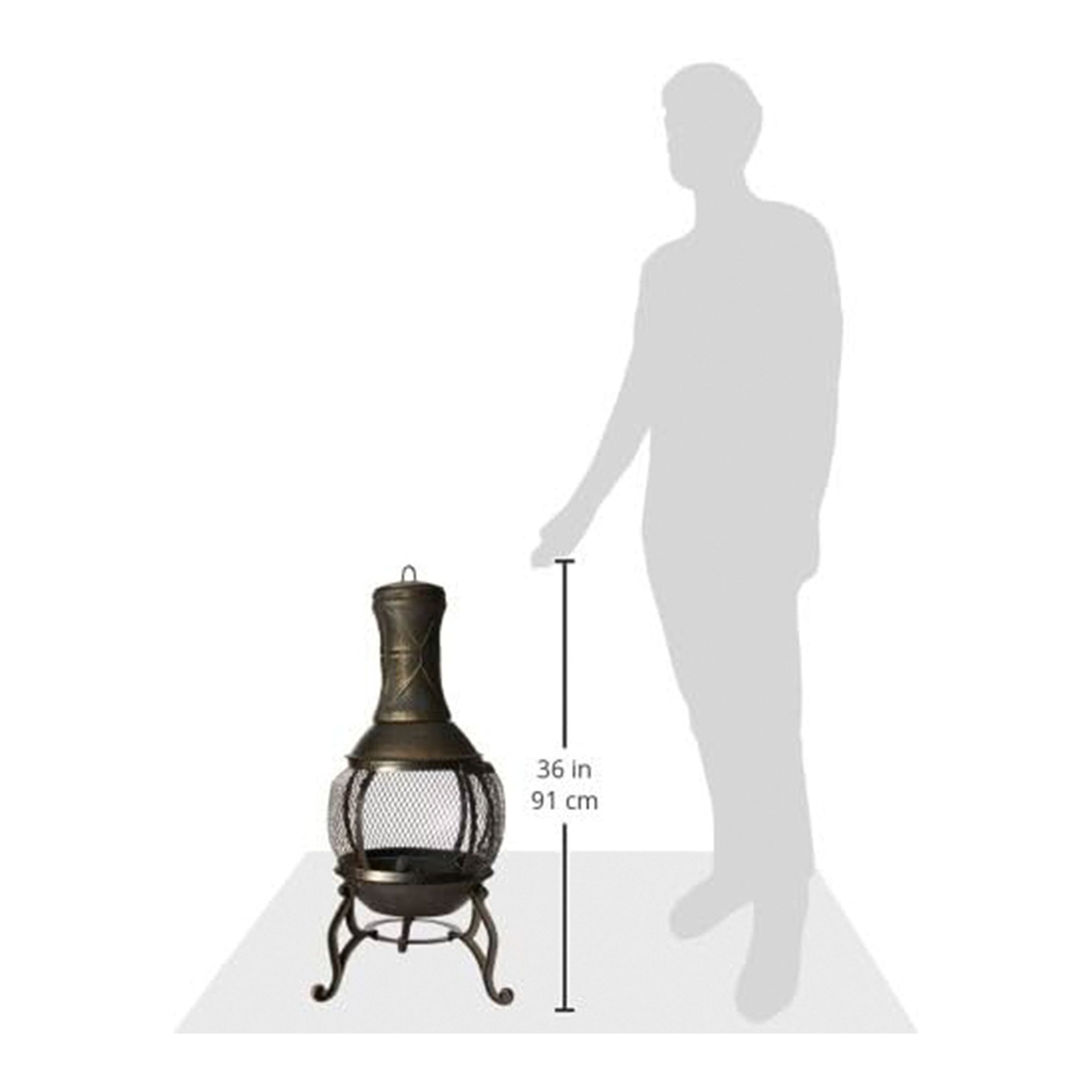 Deckmate Corona 3 Feet High Outdoor Steel Fireplace with Chimenea Construction