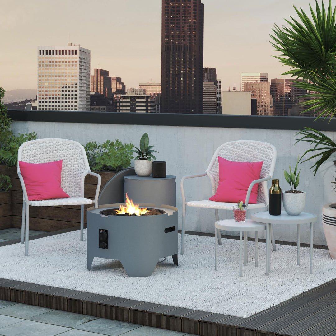 Cosmopolitan Astra Collection 23 Inch Fire Pit with Spark Ignition, Dark Gray - VMInnovations