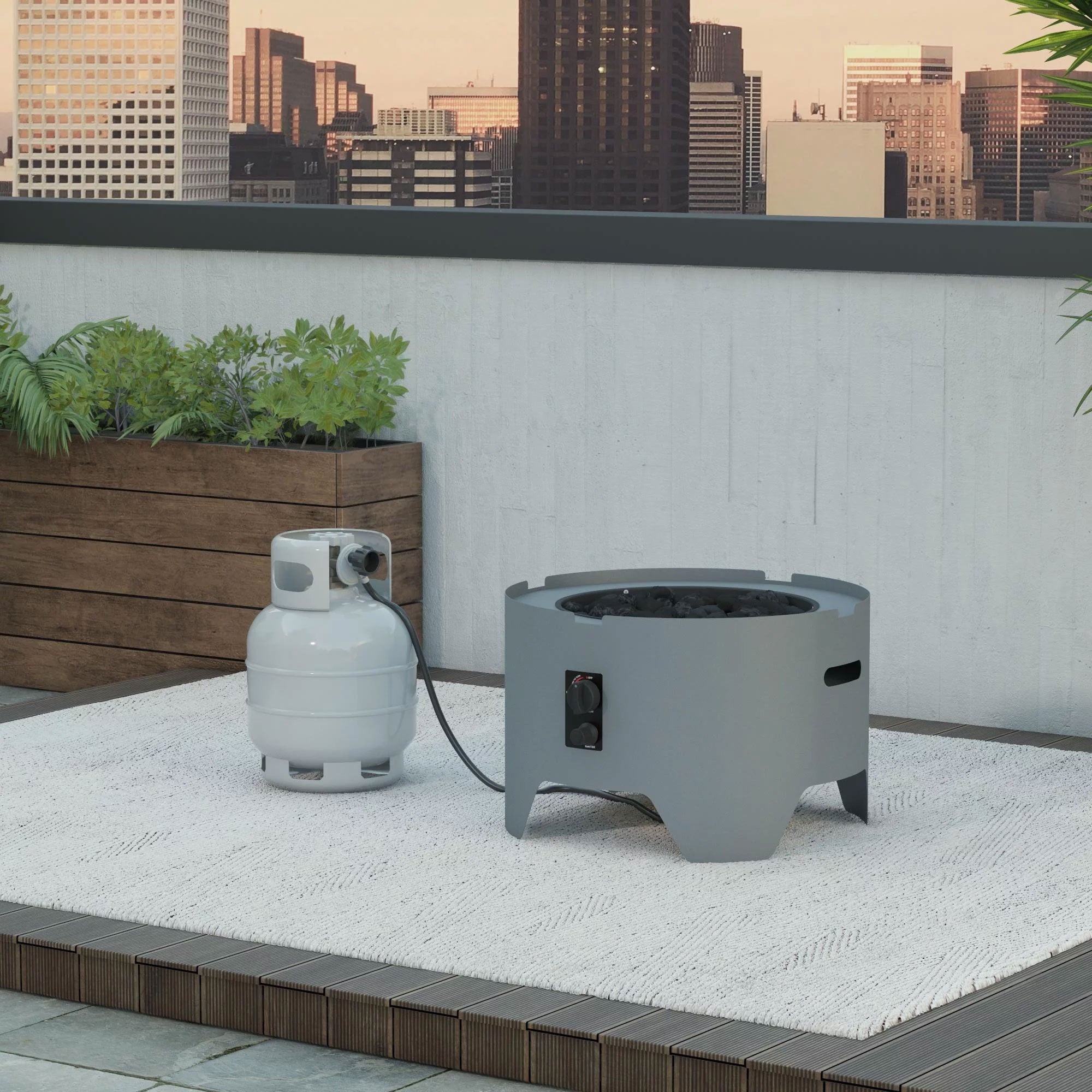 Cosmopolitan Astra Collection 23" Fire Pit w/Spark Ignition, Dark Gray(Open Box) - VMInnovations